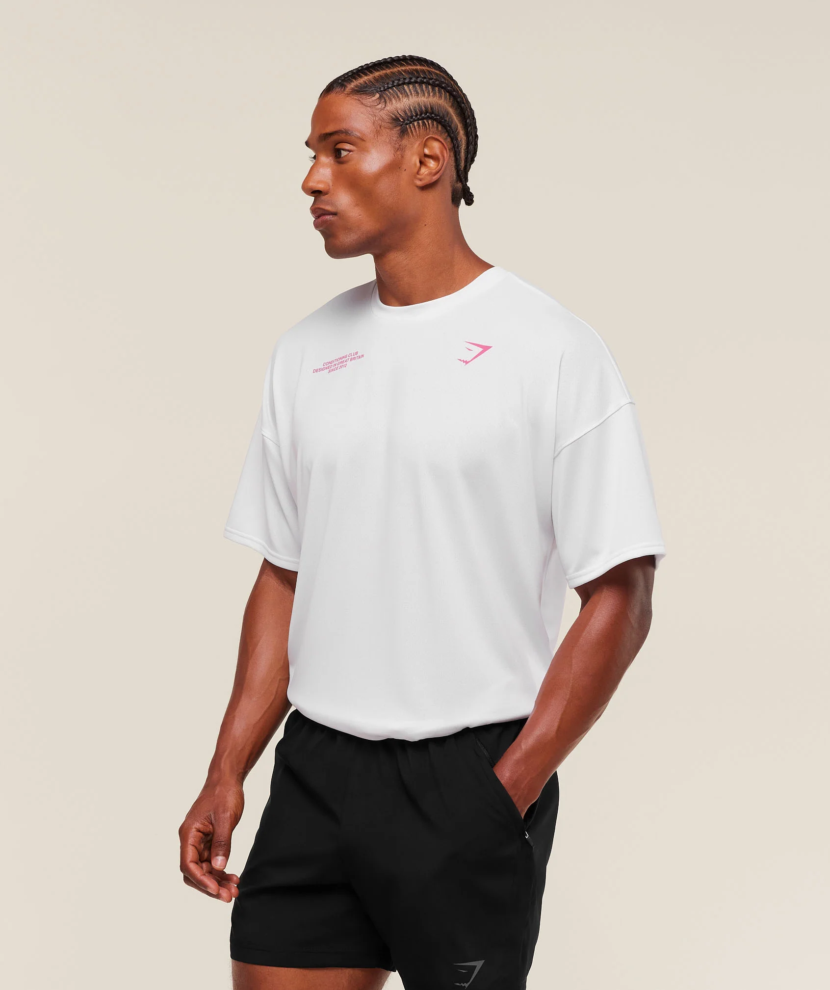 Gymshark Conditioning Club Oversized T-Shirt - White/Energy Pink - Image 3