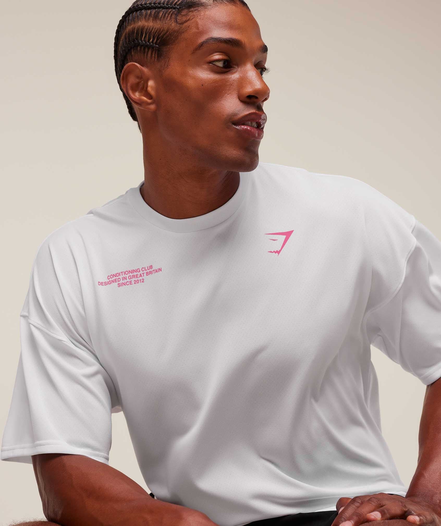 Gymshark Conditioning Club Oversized T-Shirt - White/Energy Pink - Image 5