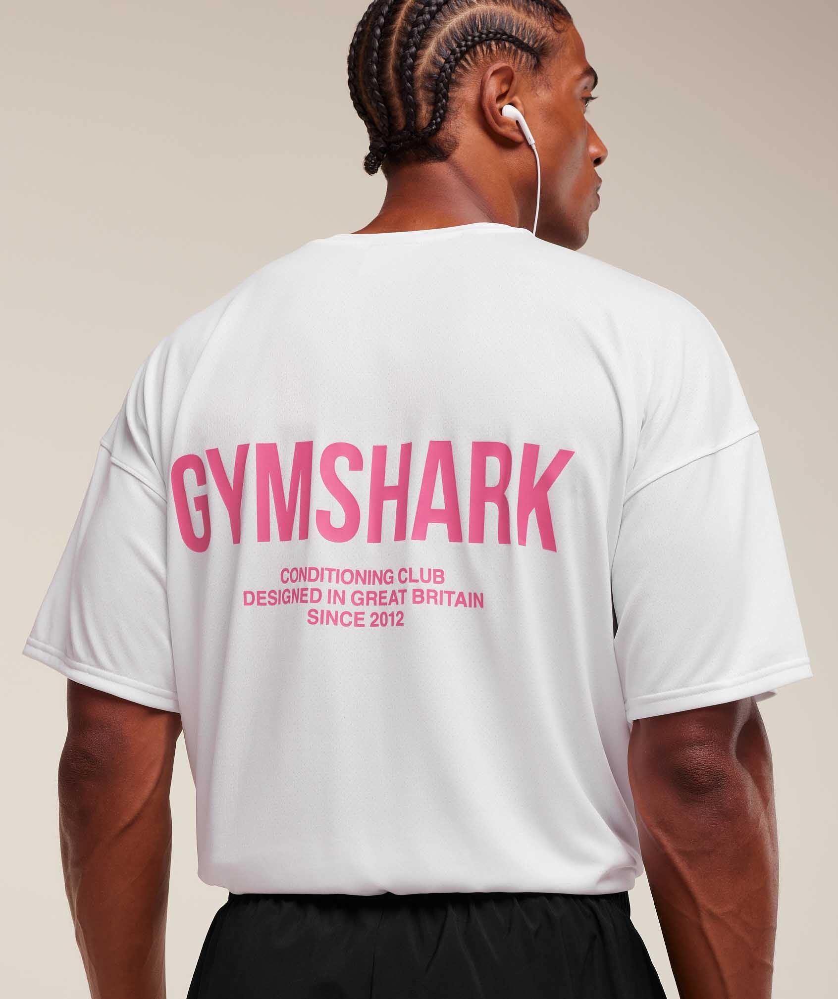 Gymshark Conditioning Club Oversized T-Shirt - White/Energy Pink - Image 6