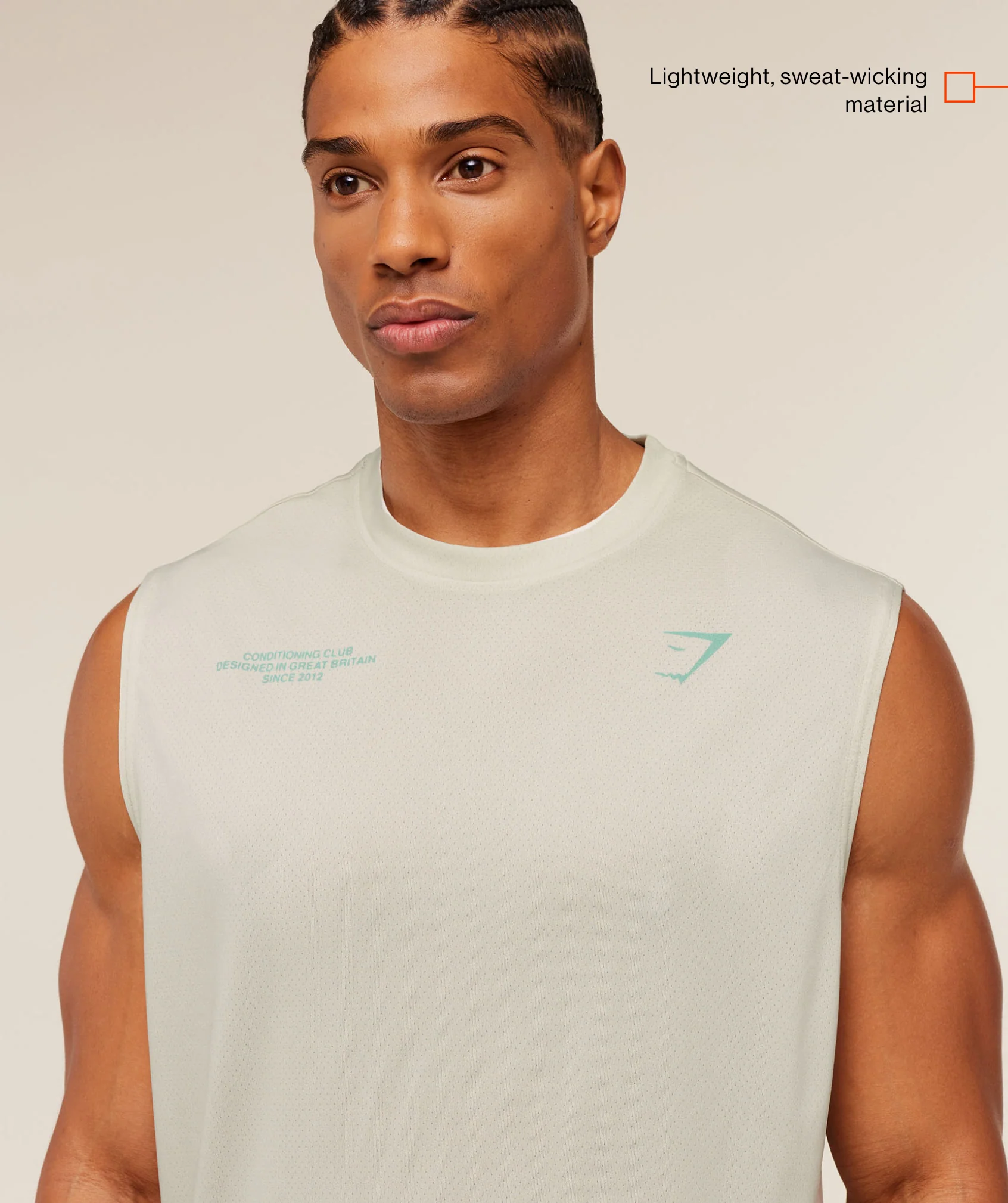 Gymshark Conditioning Club Washed Tank - Soft White/Pop Turquoise/Wash - Image 2