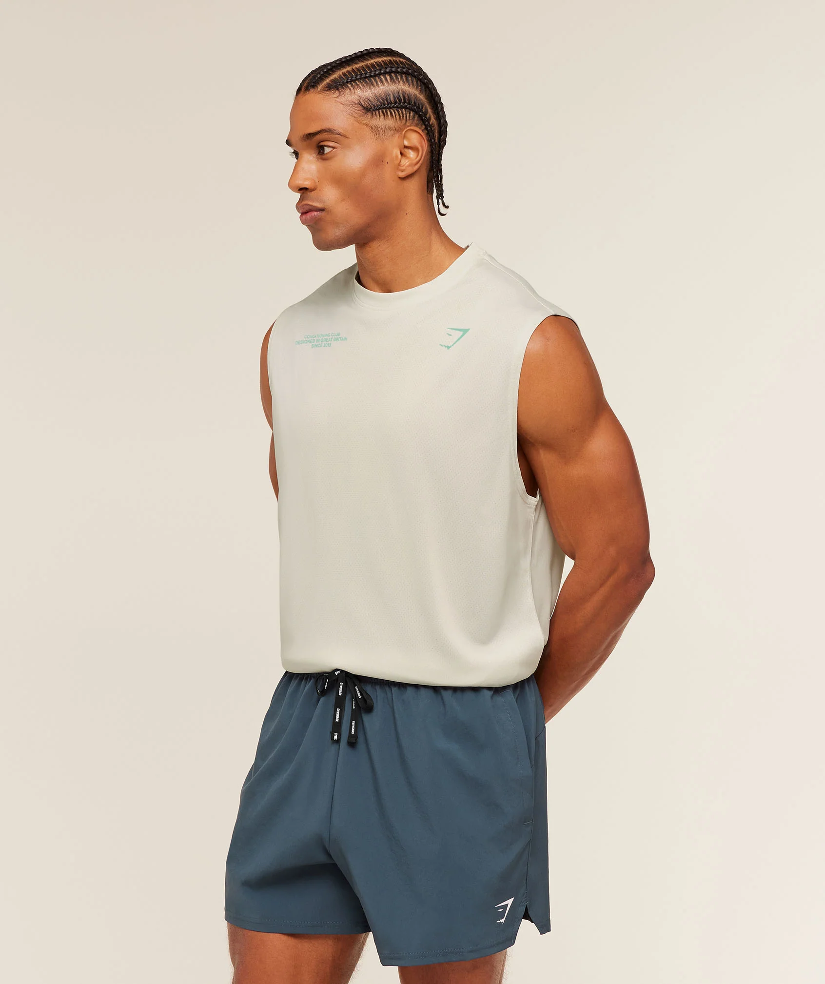 Gymshark Conditioning Club Washed Tank - Soft White/Pop Turquoise/Wash - Image 4