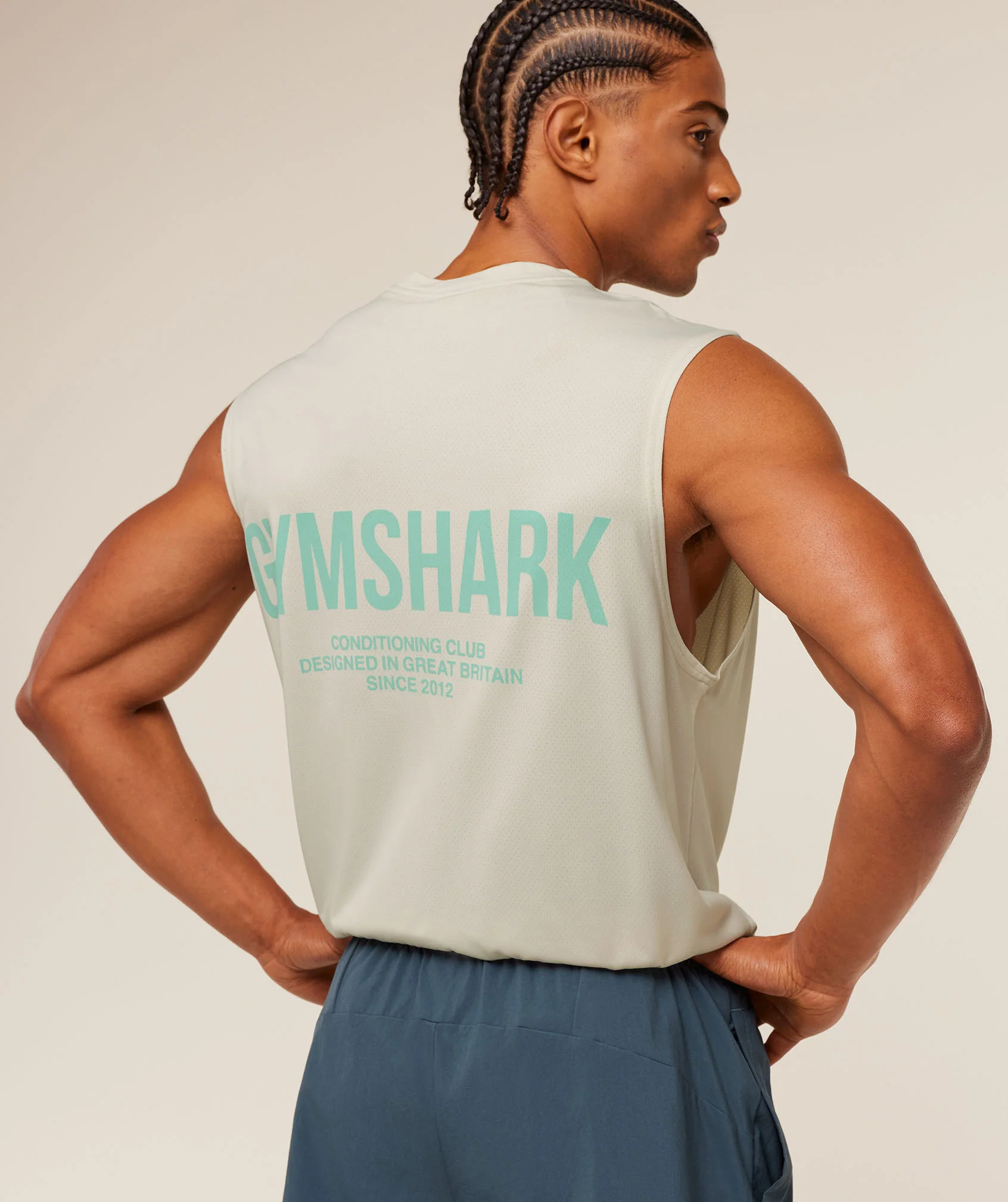 Gymshark Conditioning Club Washed Tank - Soft White/Pop Turquoise/Wash - Image 6