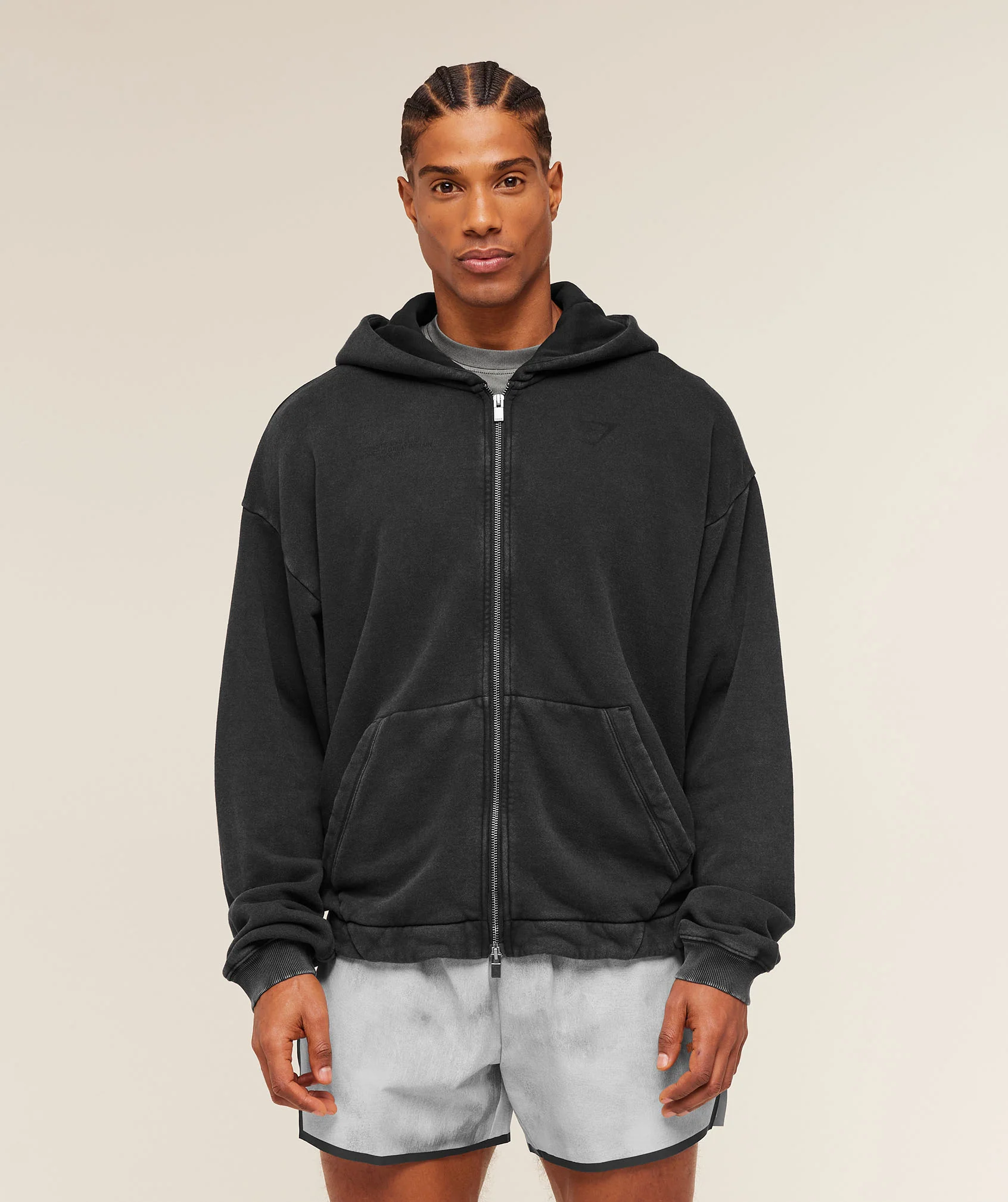 Gymshark Conditioning Club Washed Zip Through Hoodie - Black/Wash - Image 3
