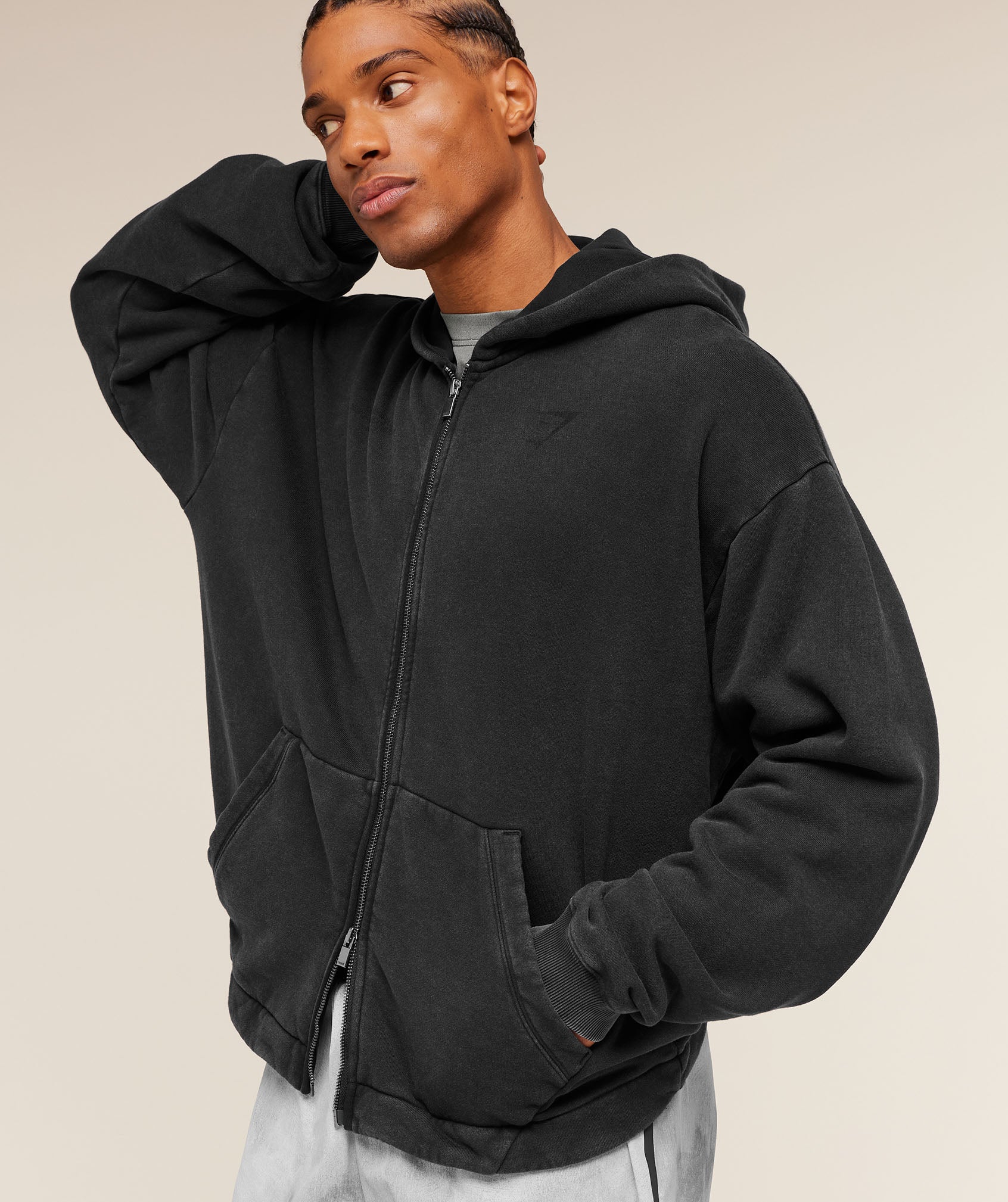 Gymshark Conditioning Club Washed Zip Through Hoodie - Black/Wash - Image 5