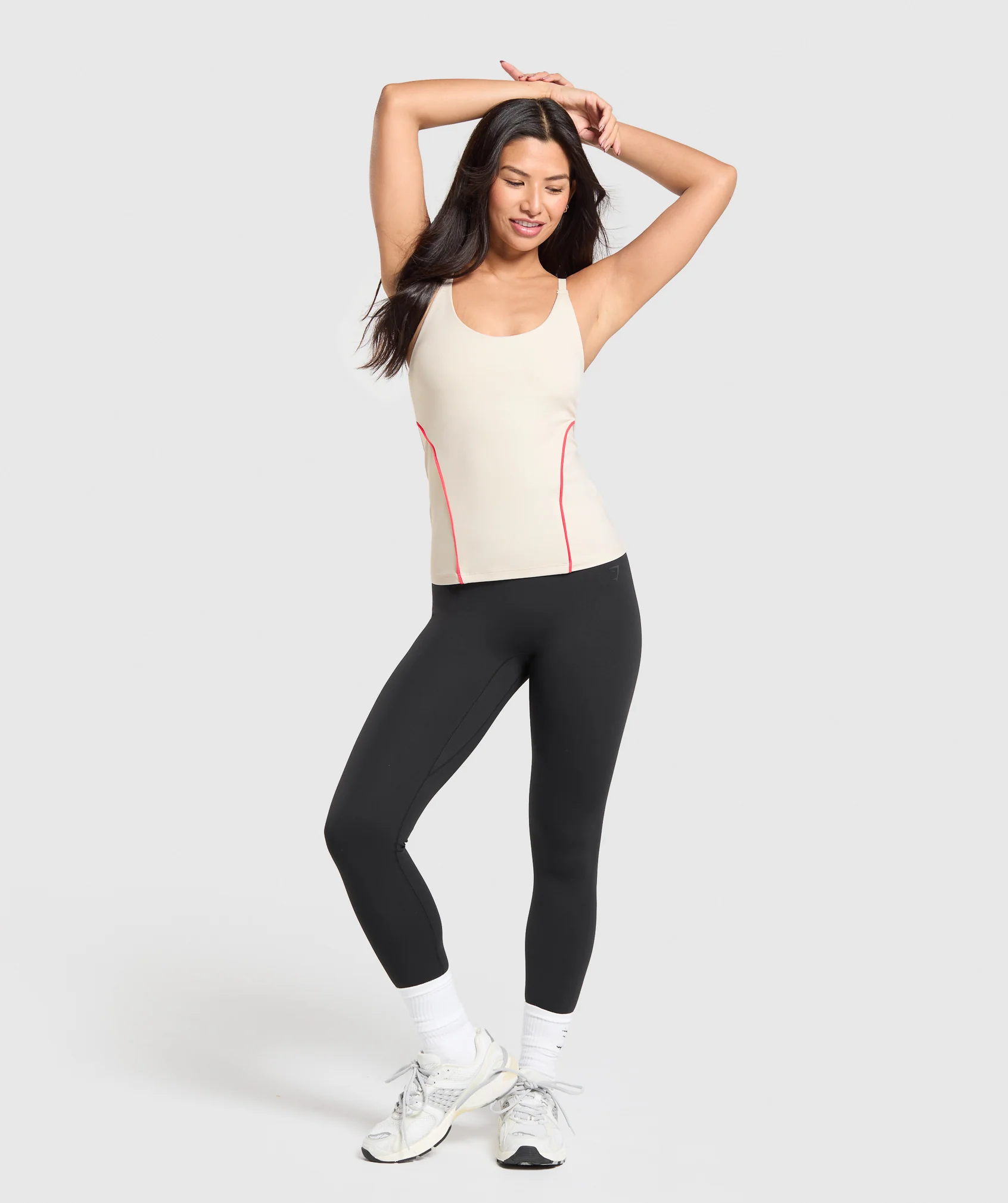 Gymshark Contour Stitch Tank with Shelf - Oat White - Image 3