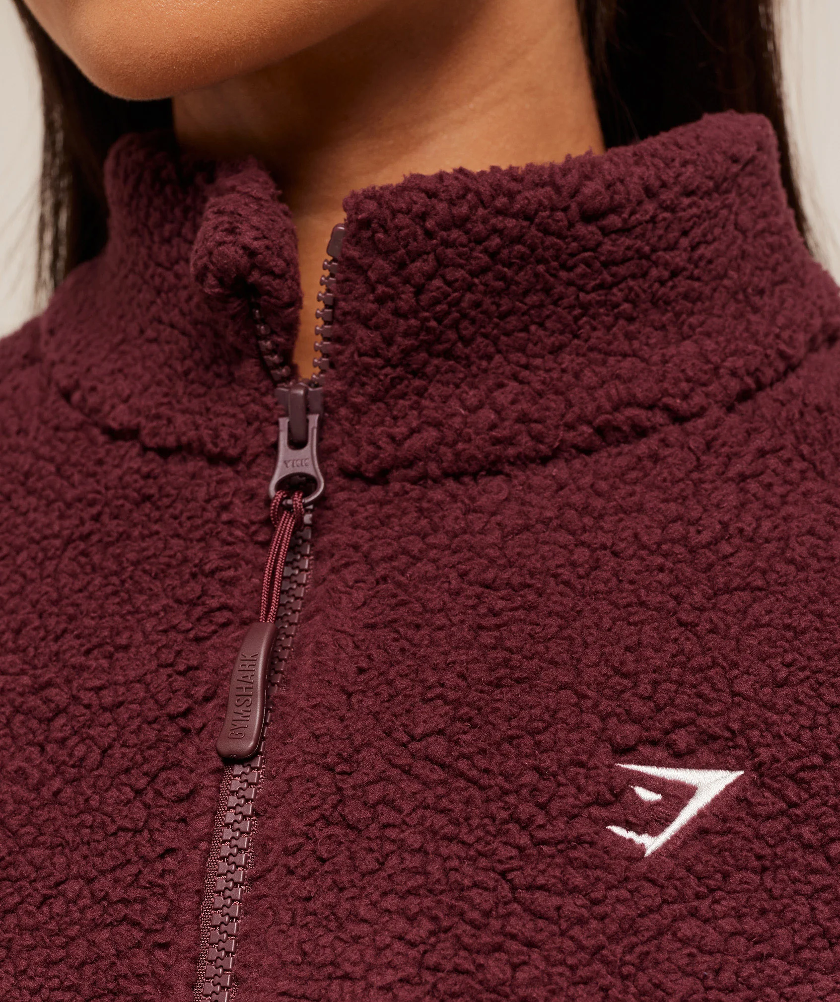 Gymshark Contrast Sherpa Jacket - Rich Maroon/Reset Pink/Oat White - Image 6