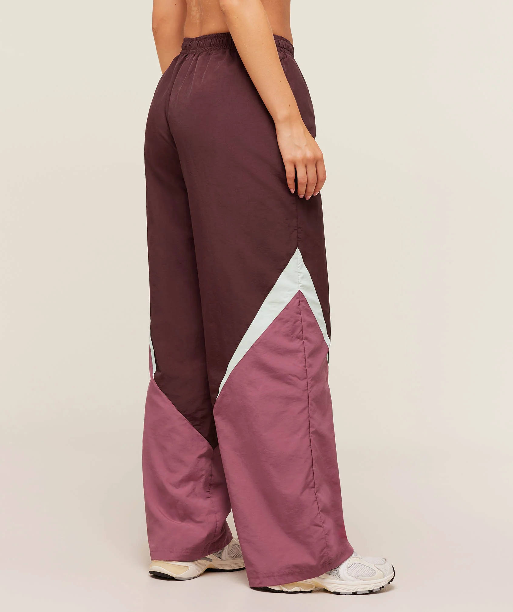 Gymshark Contrast Track Pants - Rich Maroon/Reset Pink/Oat White - Image 2