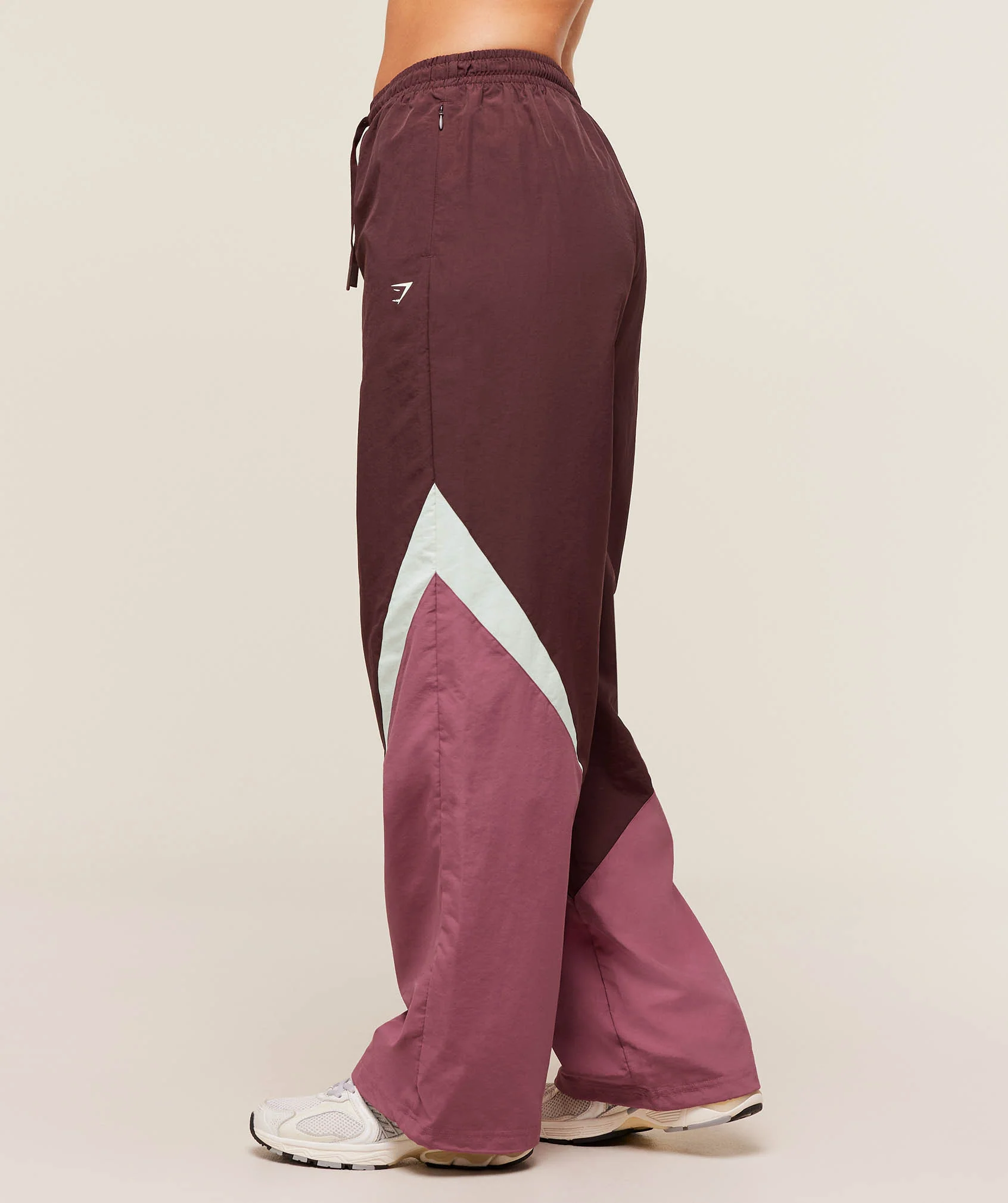Gymshark Contrast Track Pants - Rich Maroon/Reset Pink/Oat White - Image 3