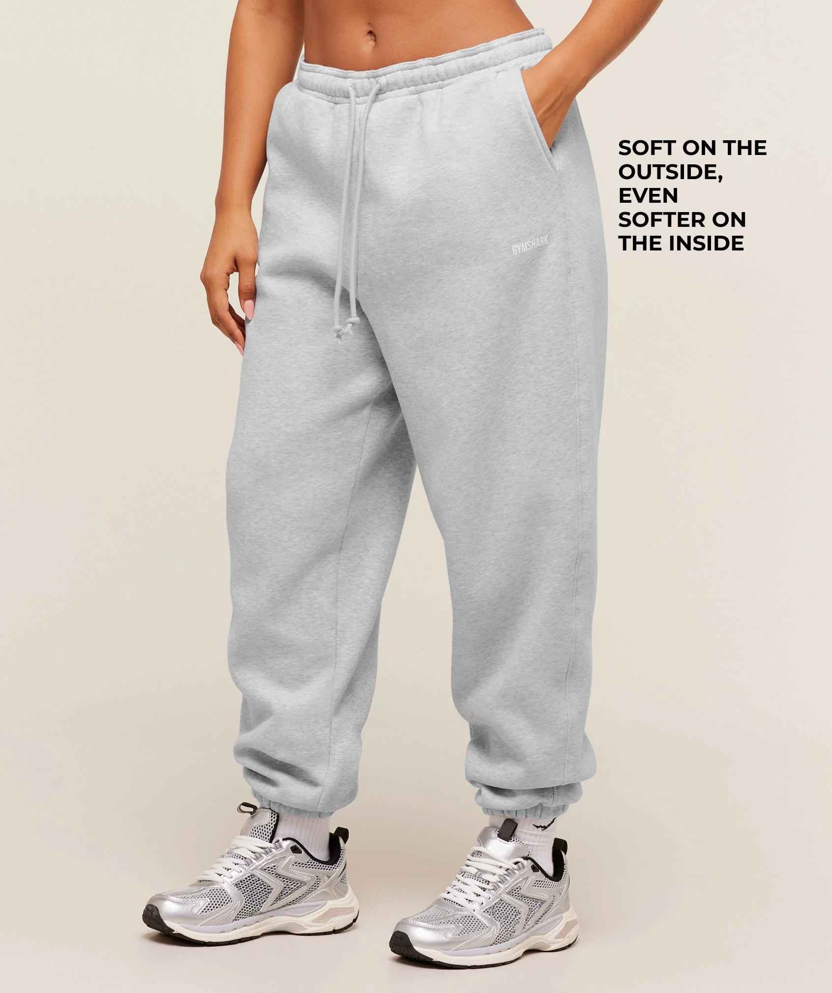 Gymshark Cosy Luxe Cuffed Joggers - Soft Grey Marl - Image 2