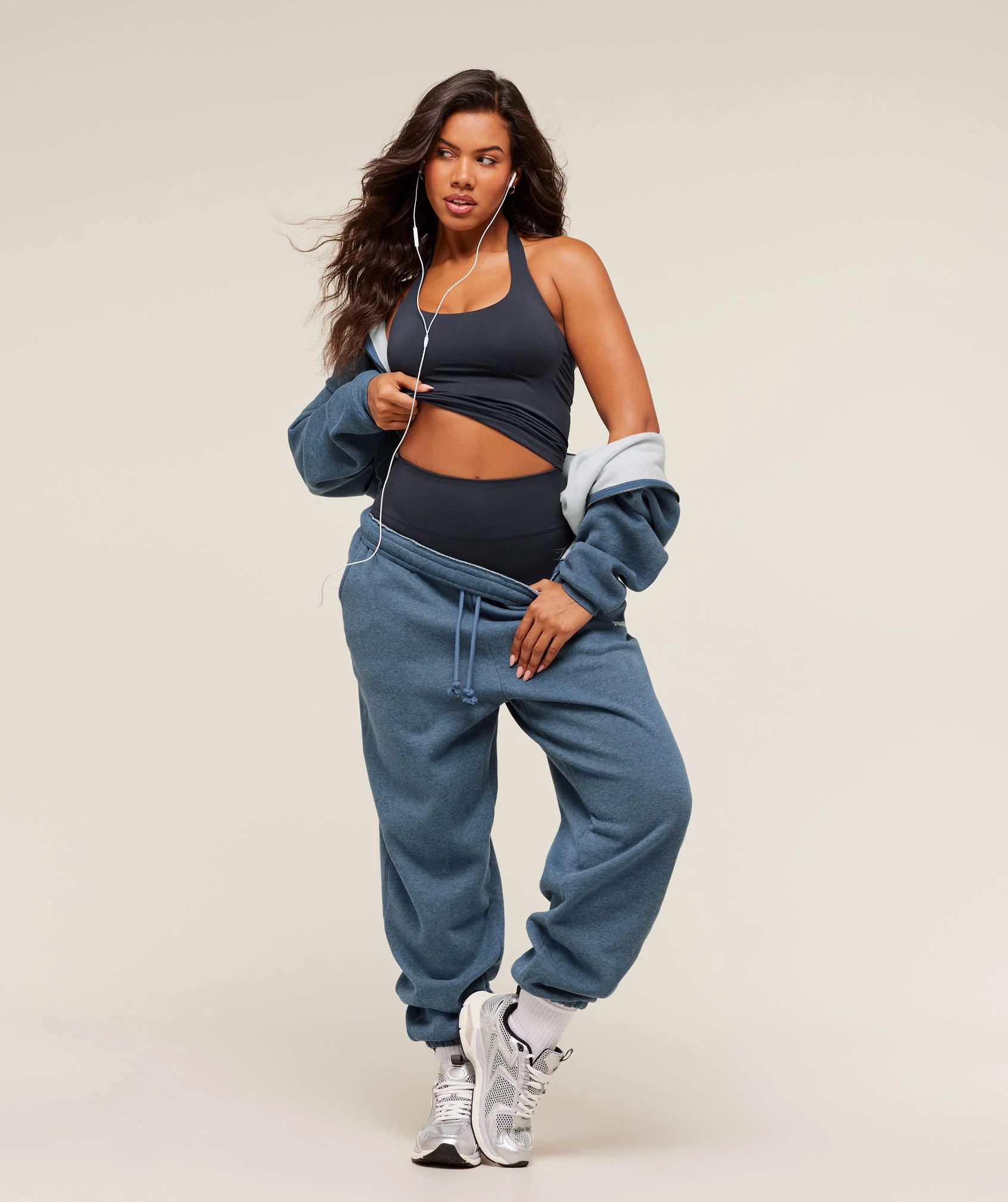 Gymshark Cosy Luxe Zip Through Hoodie - Compound Blue Marl - Image 4