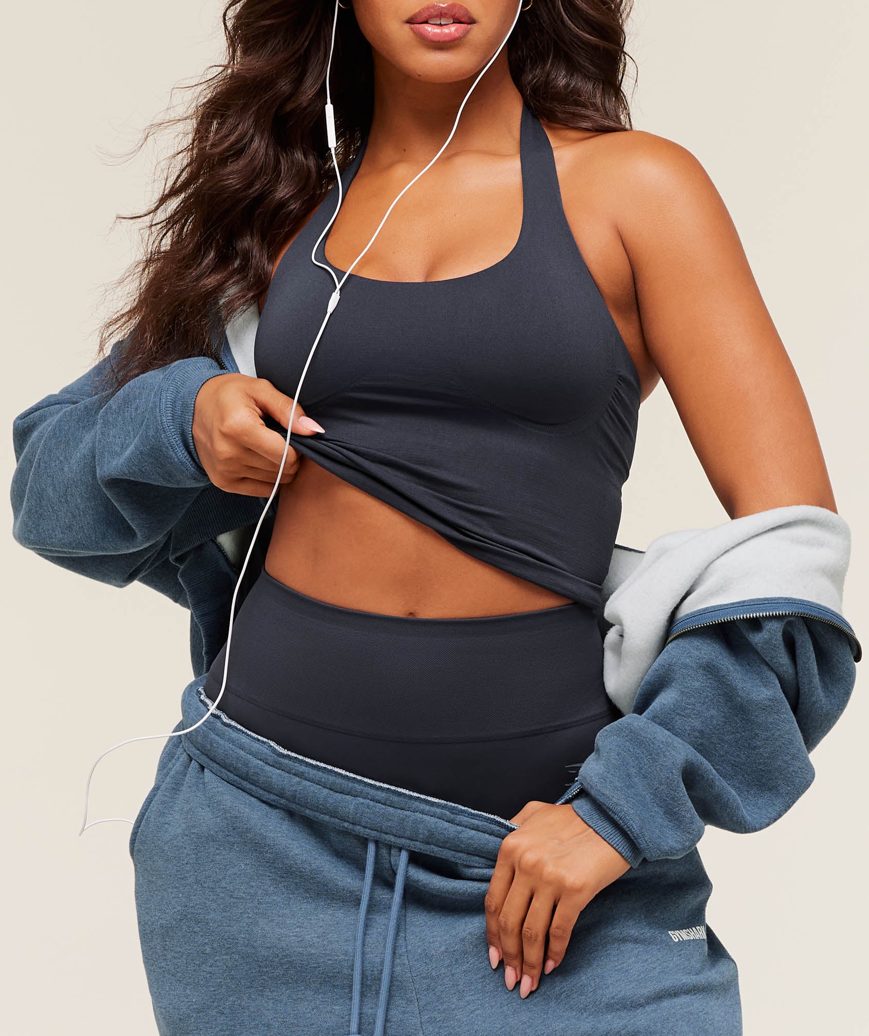 Gymshark Cosy Luxe Zip Through Hoodie - Compound Blue Marl - Image 5