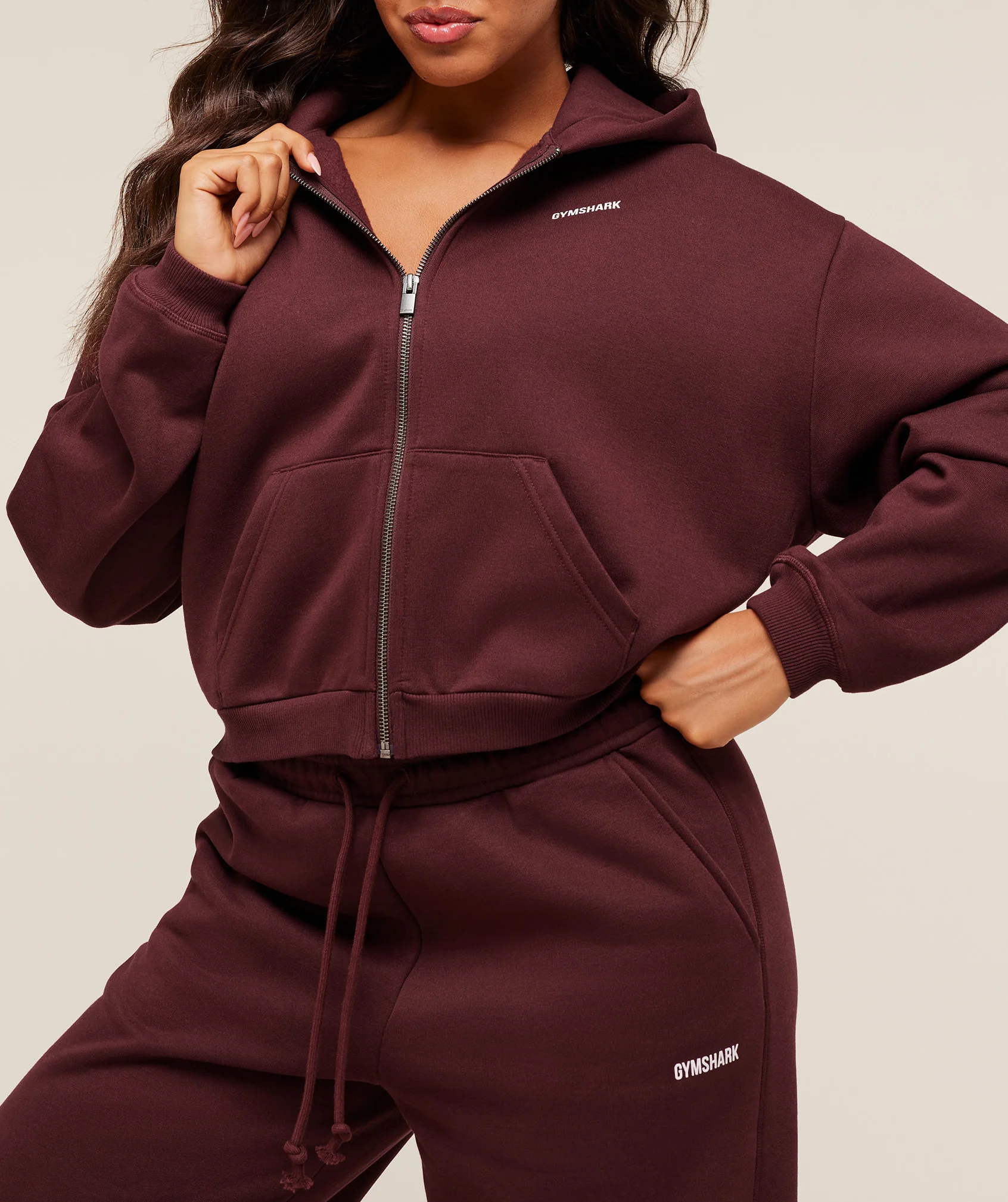 Gymshark Cosy Luxe Zip Through Hoodie - Rich Maroon - Image 4