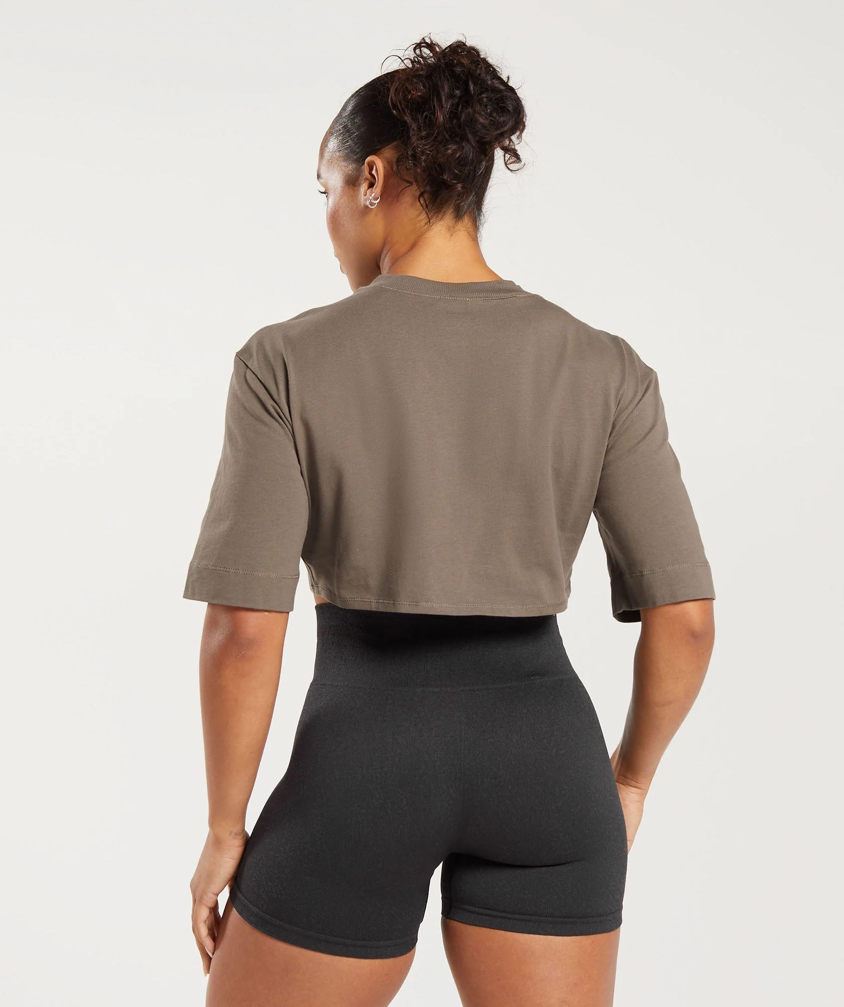 Gymshark Cotton Boxy Crop Top - Camo Brown - Image 2