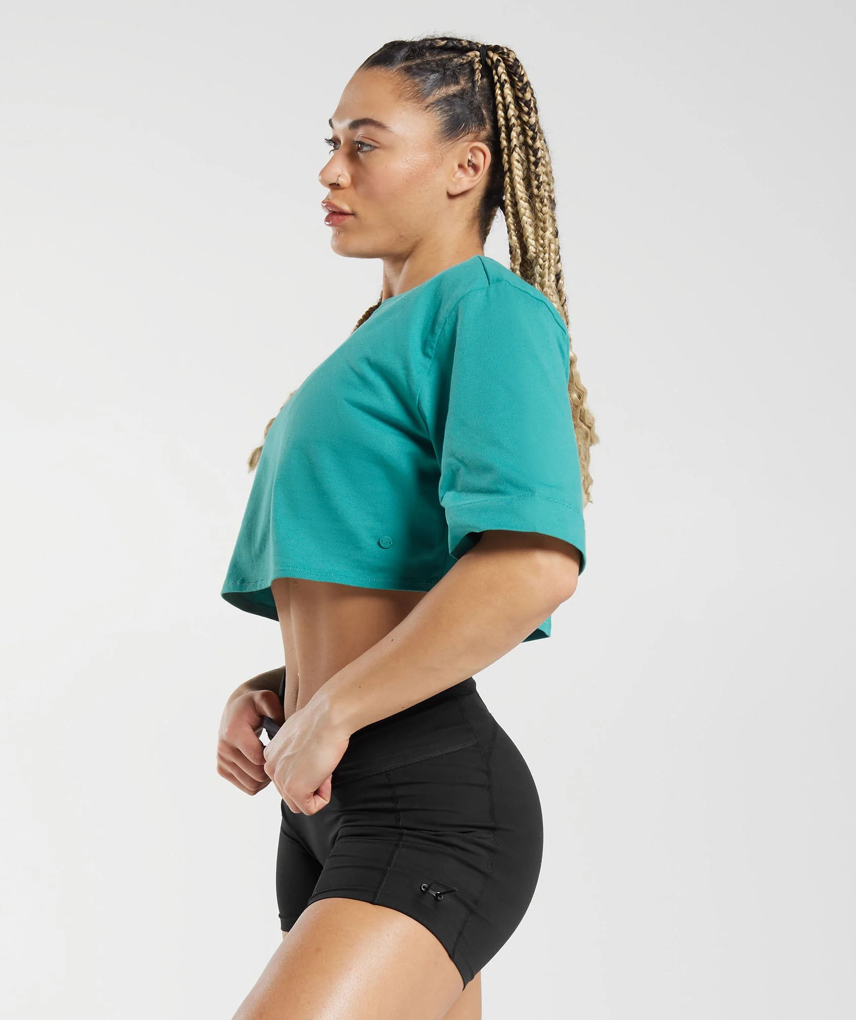 Gymshark Cotton Boxy Crop Top - Jewel Green - Image 2