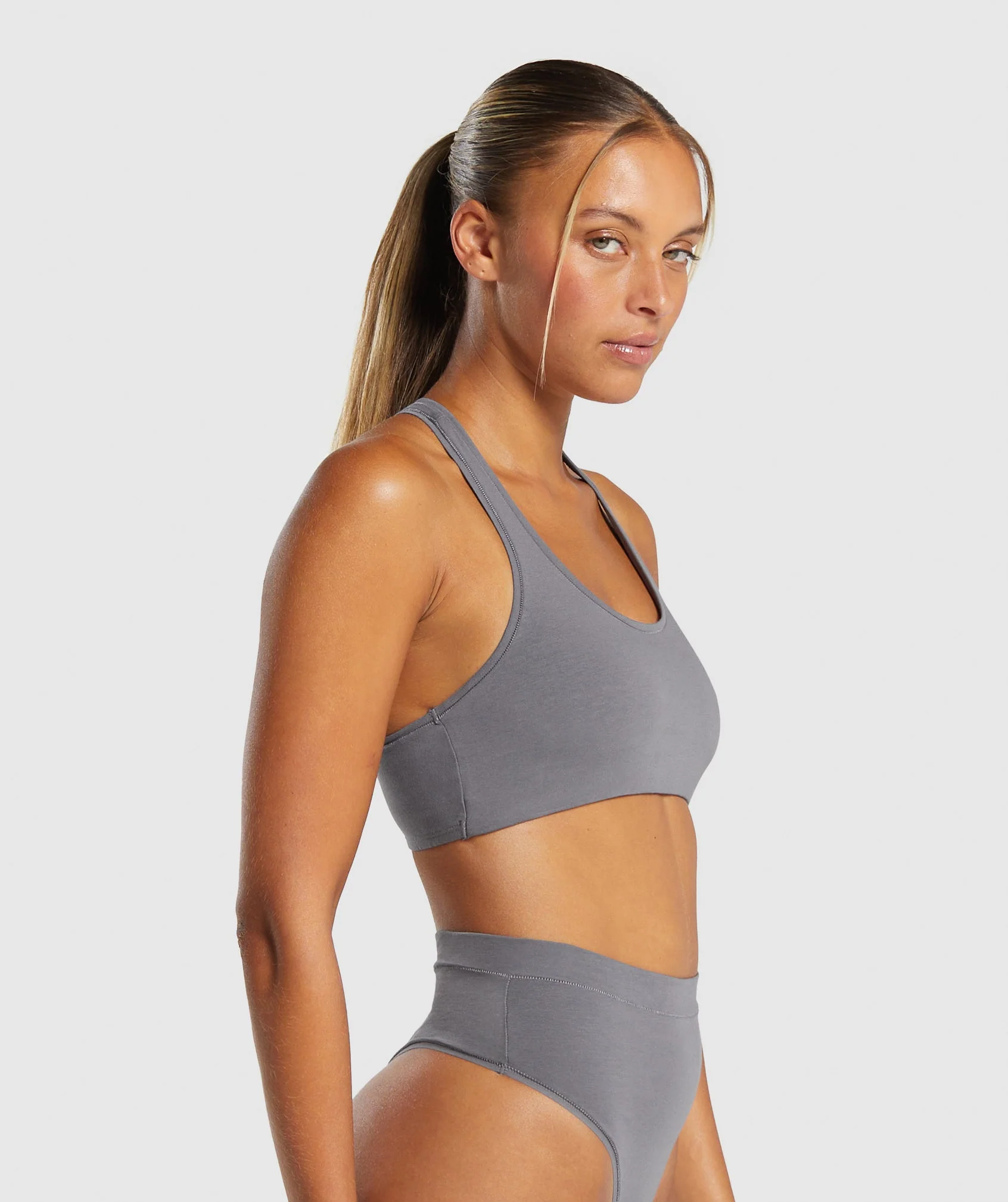 Gymshark Cotton Bralette - Brushed Grey - Image 3