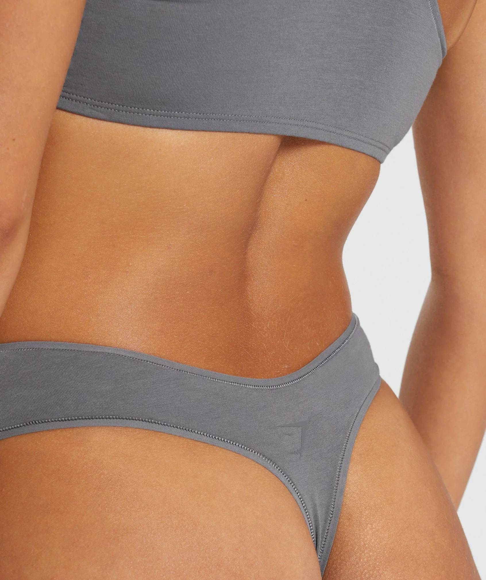 Gymshark Cotton Dipped Front Thong - Brushed Grey - Image 4