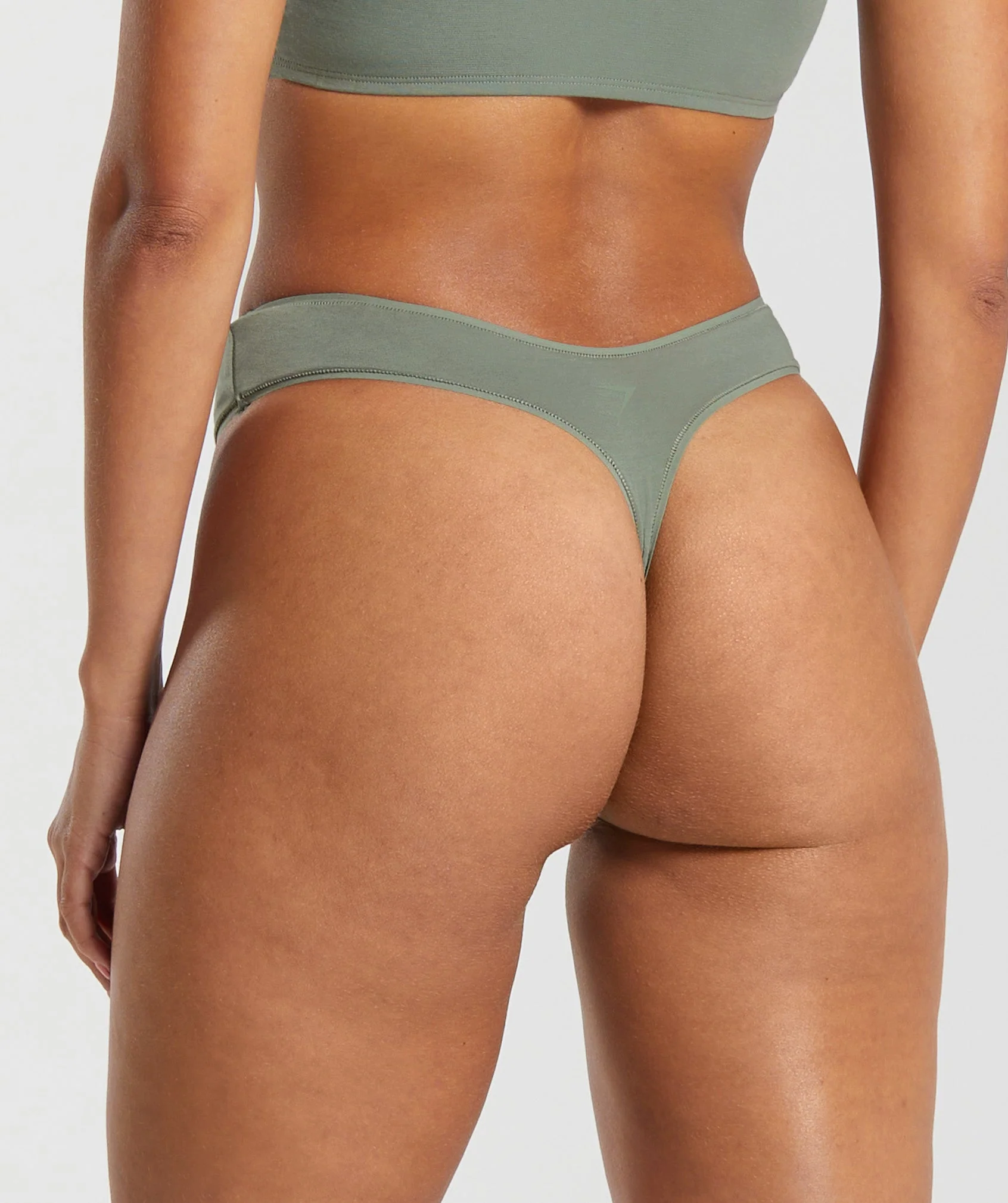 Gymshark Cotton Dipped Front Thong - Unit Green - Image 2