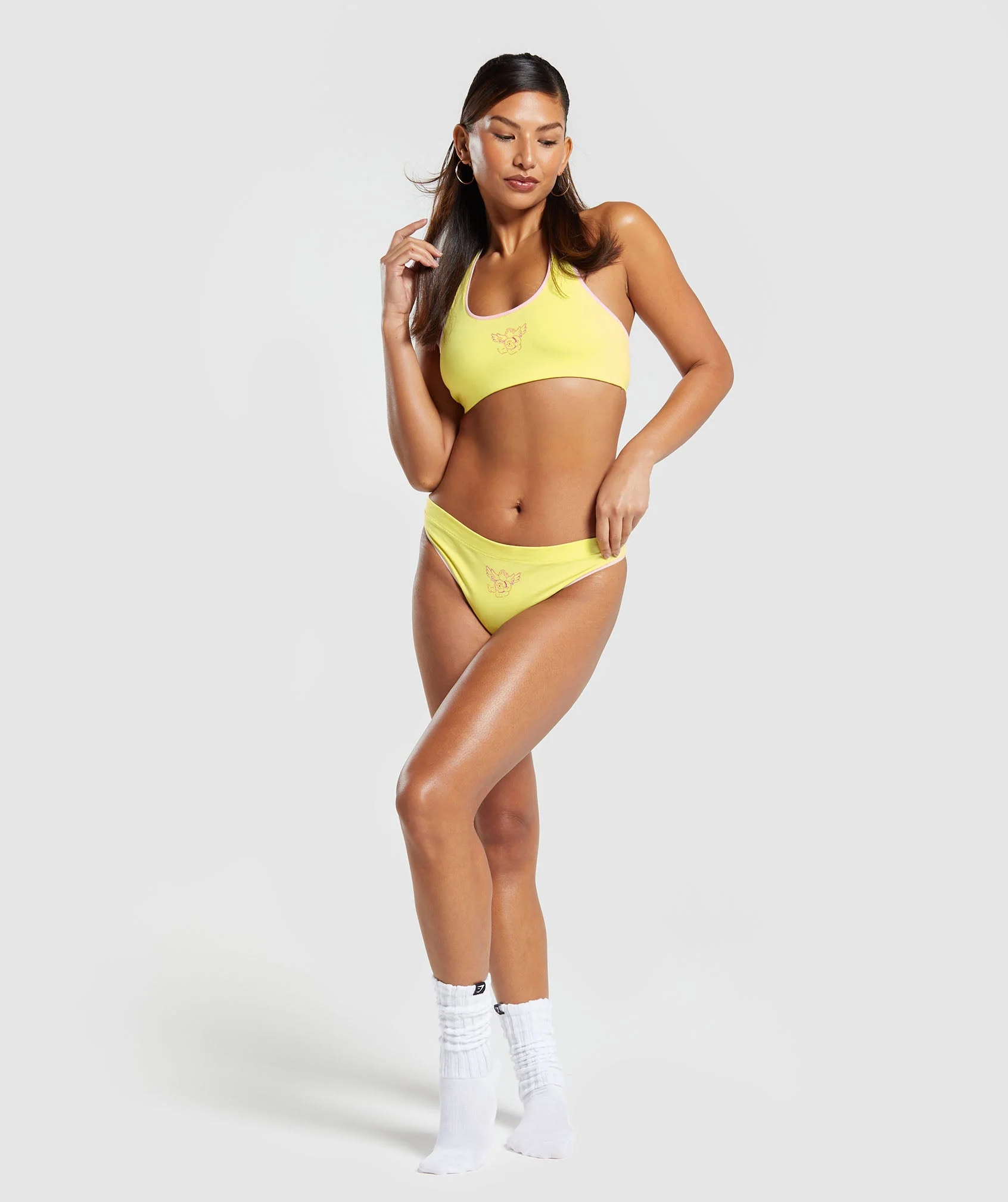 Gymshark Cotton Graphic Bralette - Lemon Yellow - Image 4