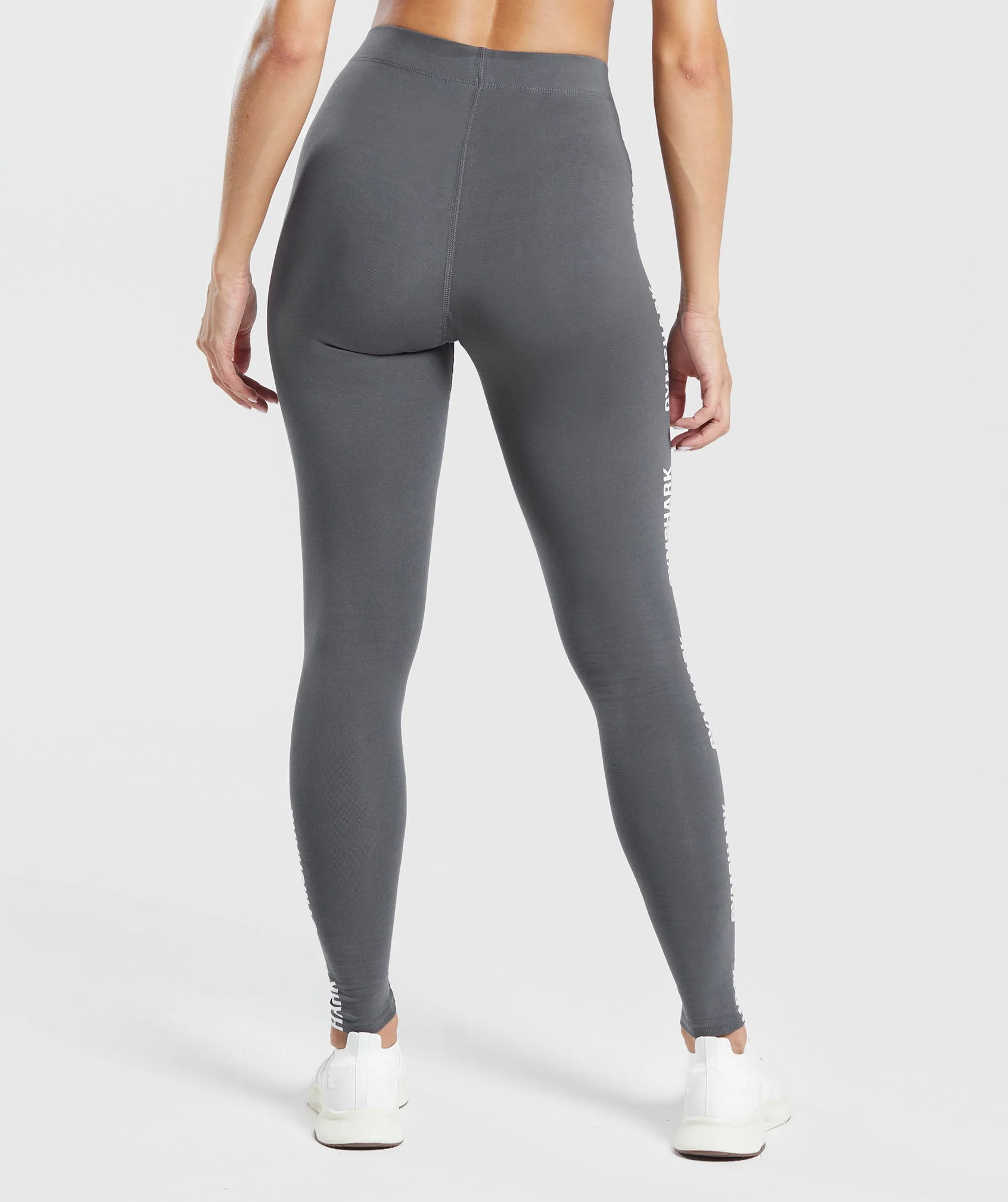 Gymshark Cotton Graphic Tape Leggings - Graphite Grey - Image 3