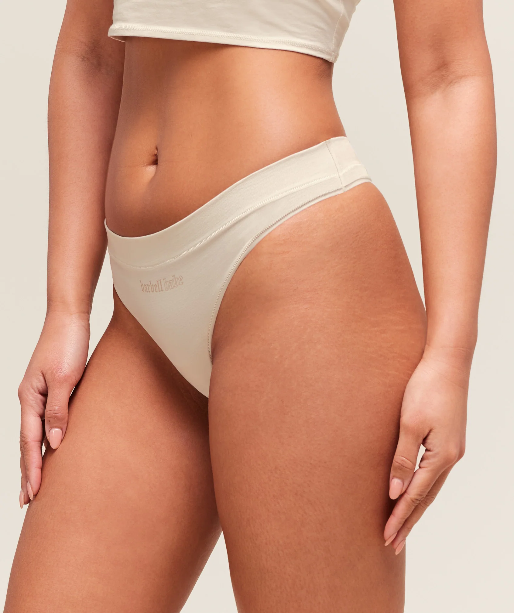Gymshark Cotton Graphic Thong - Oat White - Image 3