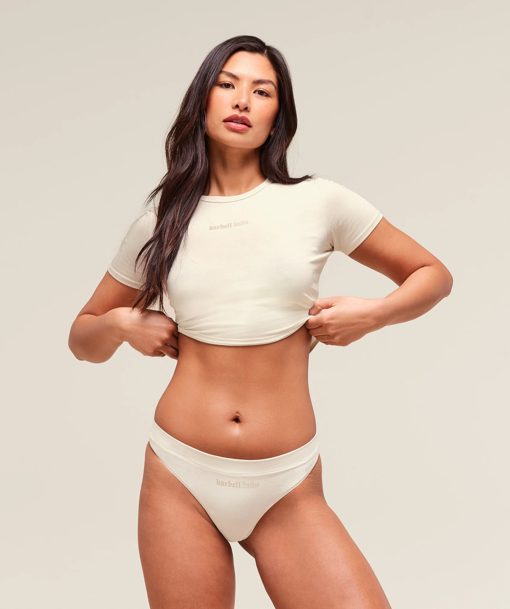 Gymshark Cotton Graphic Thong - Oat White - Image 6