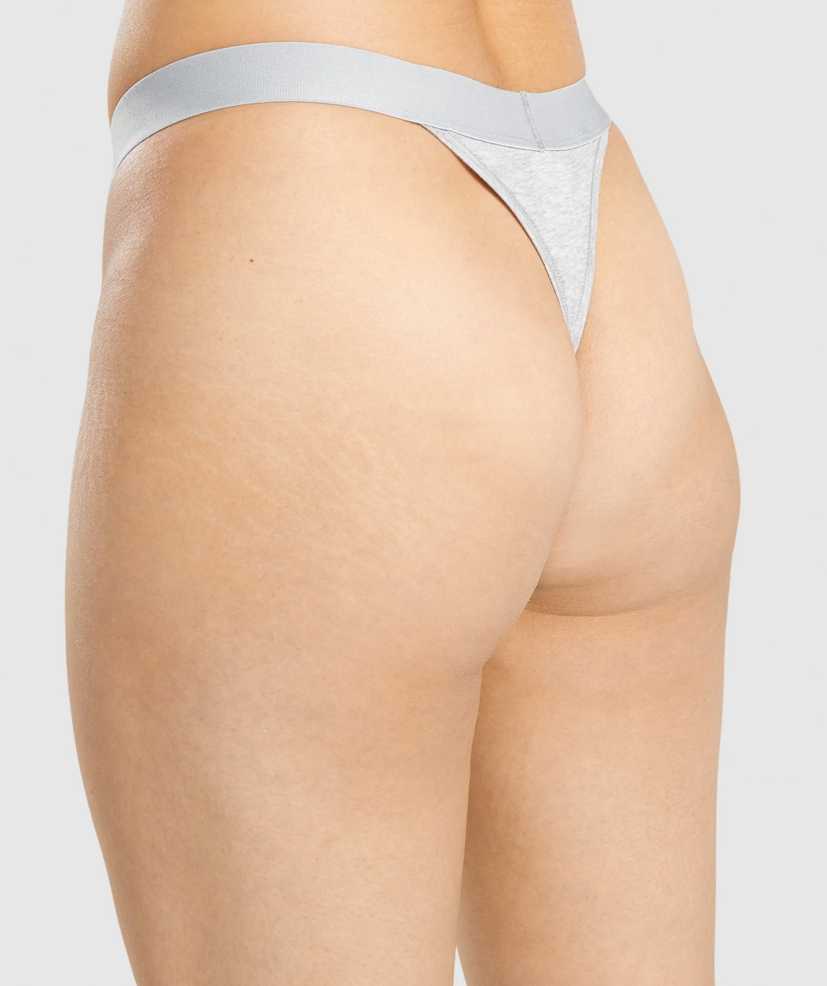 Gymshark Cotton High Rise Thong - Light Grey Marl - Image 6