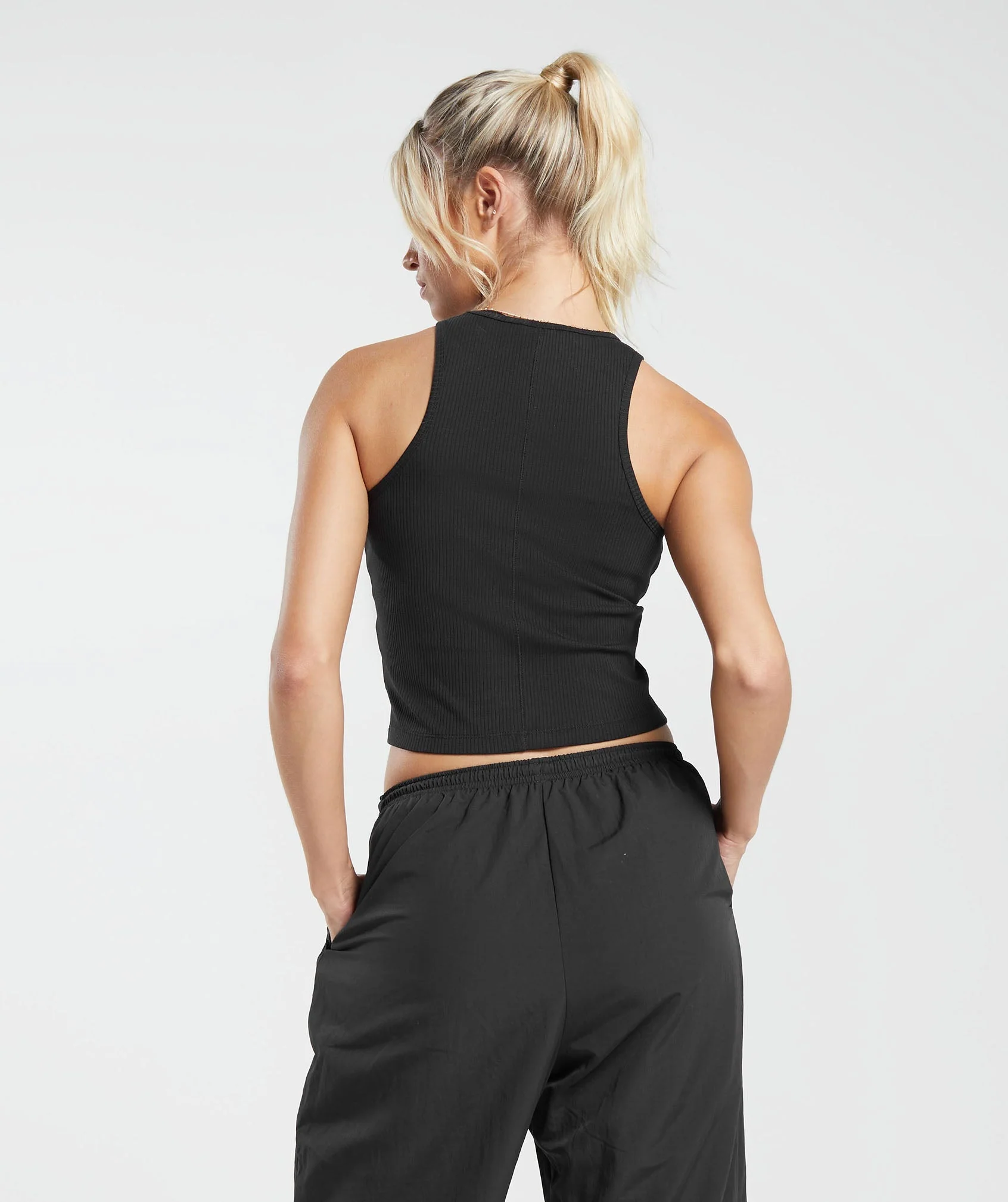 Gymshark Cotton Rib Midi Tank - Black - Image 2