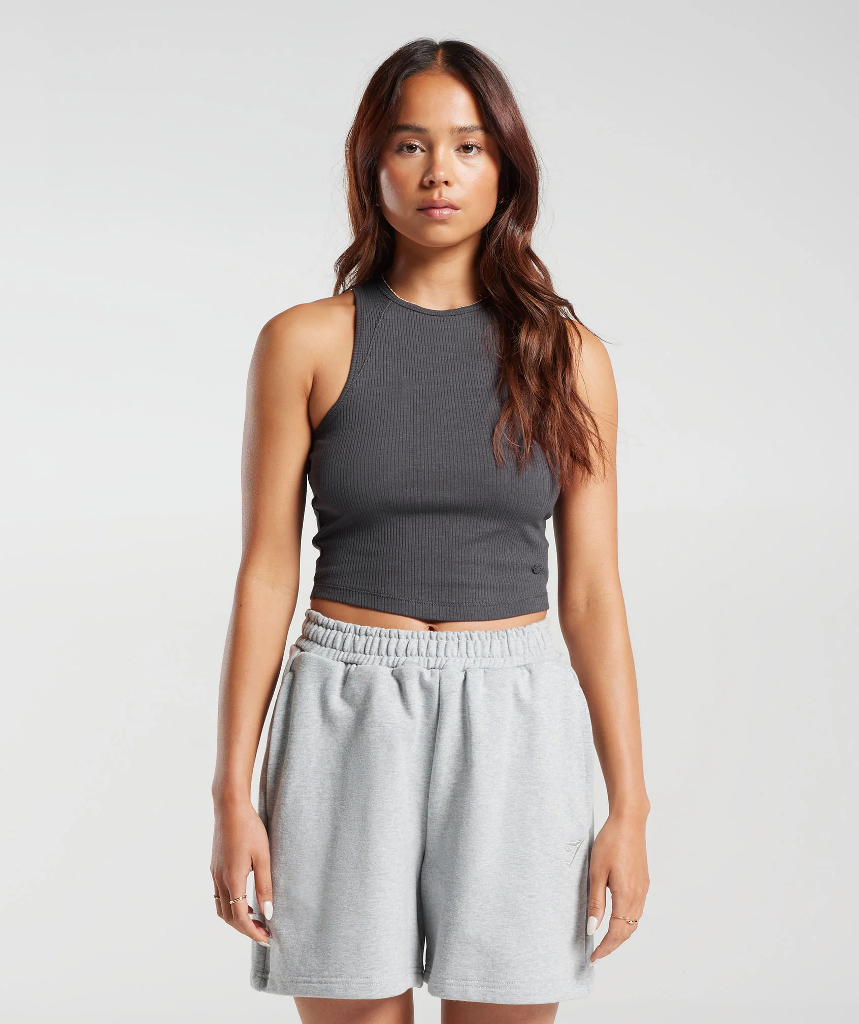 Gymshark Cotton Rib Midi Tank - Onyx Grey