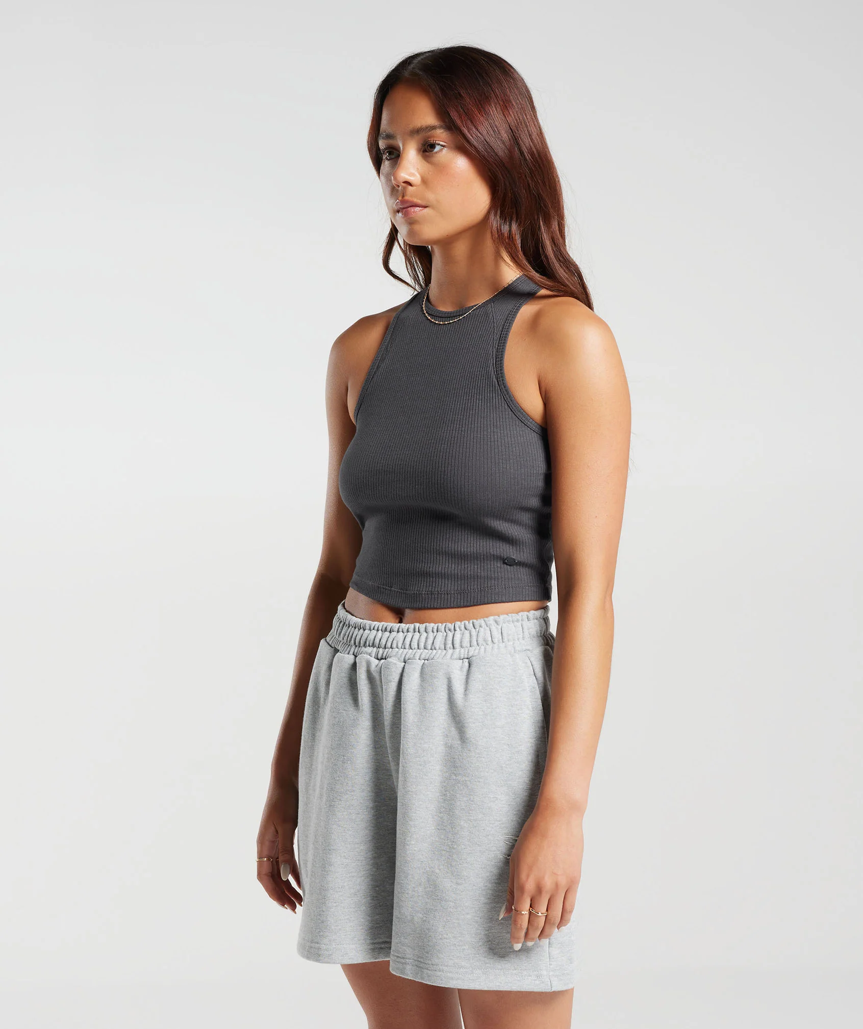 Gymshark Cotton Rib Midi Tank - Onyx Grey - Image 5