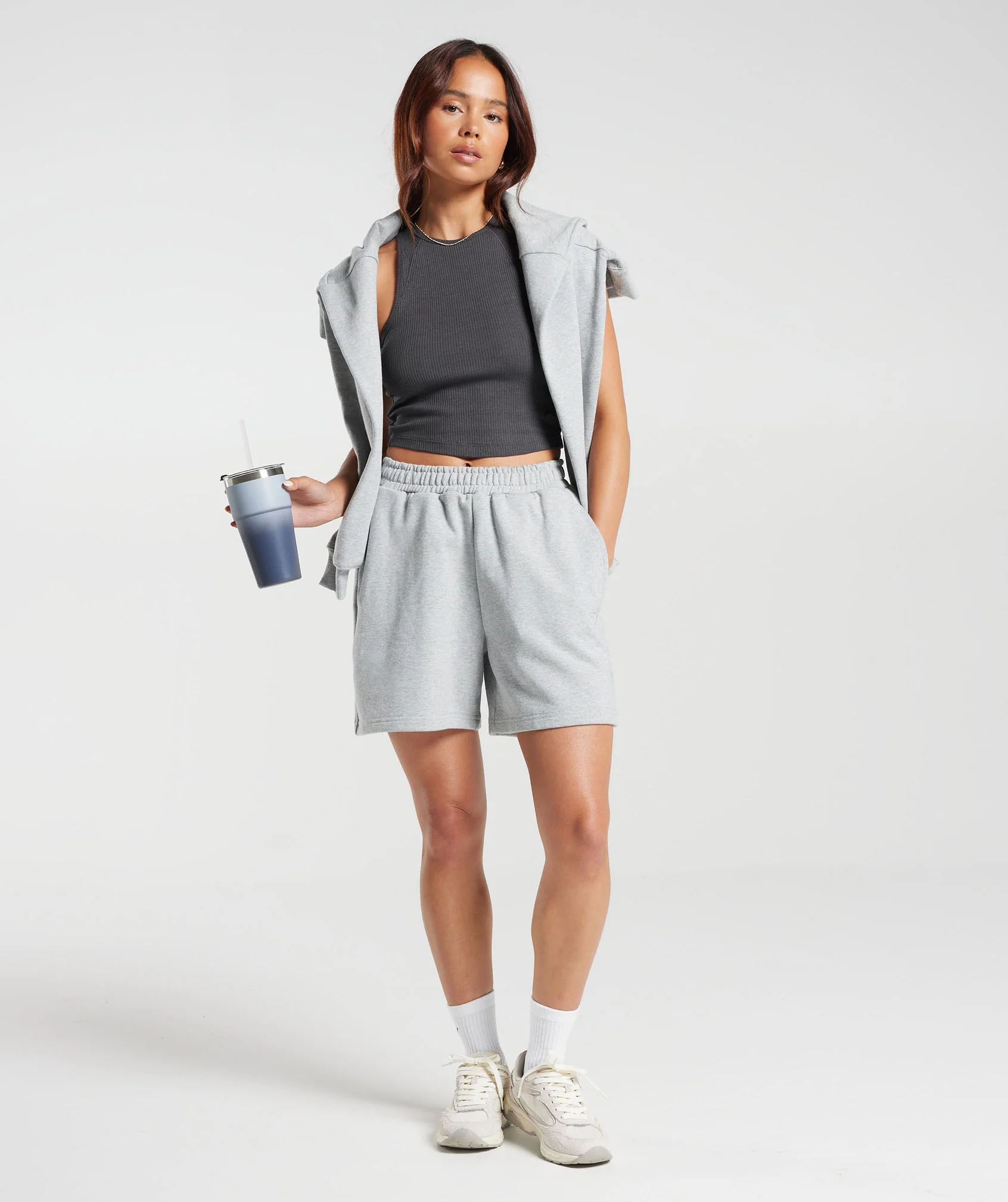 Gymshark Cotton Rib Midi Tank - Onyx Grey - Image 6