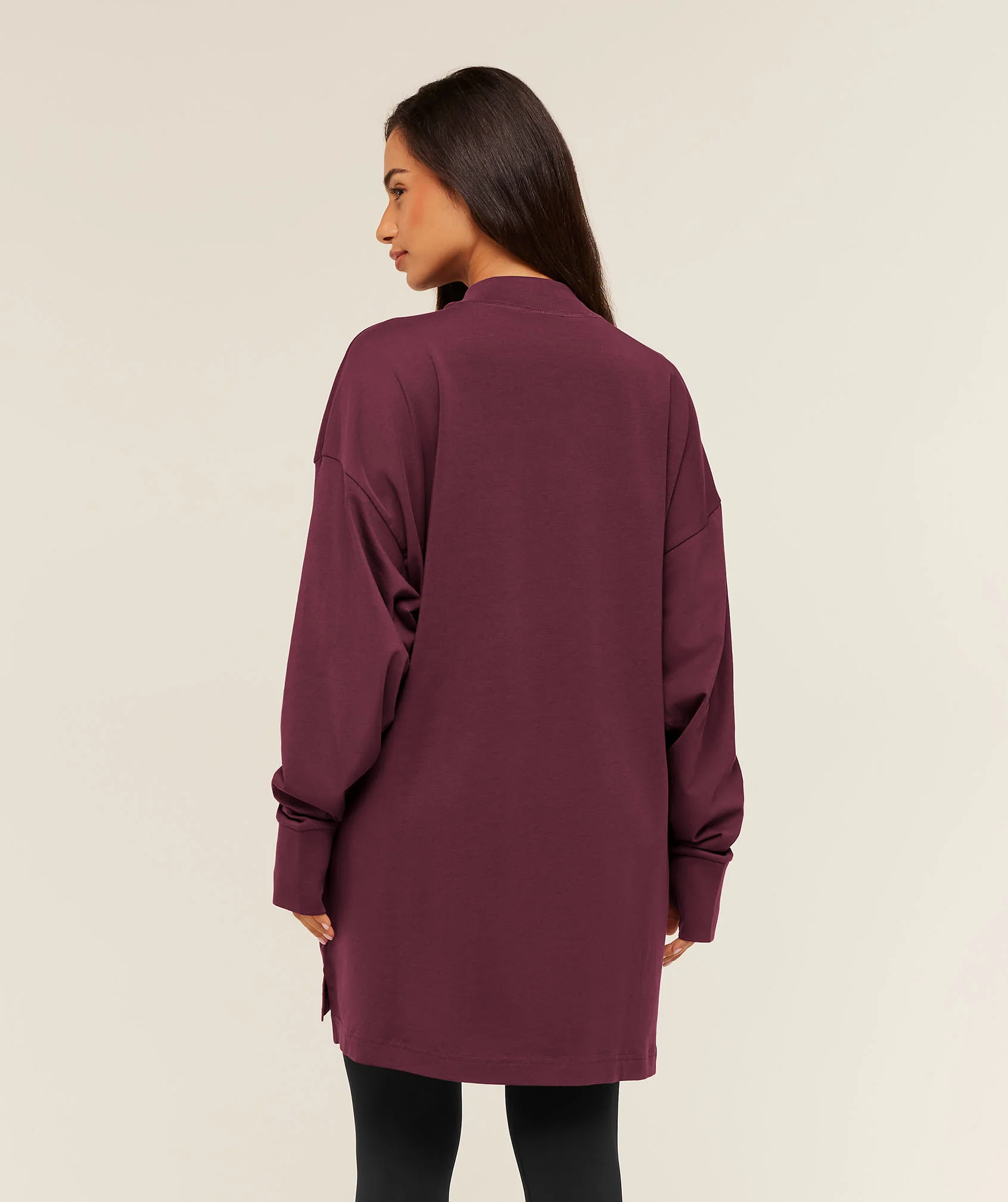 Gymshark Covered Longline Cotton Long Sleeve Top - GS Impact Burgundy - Image 2