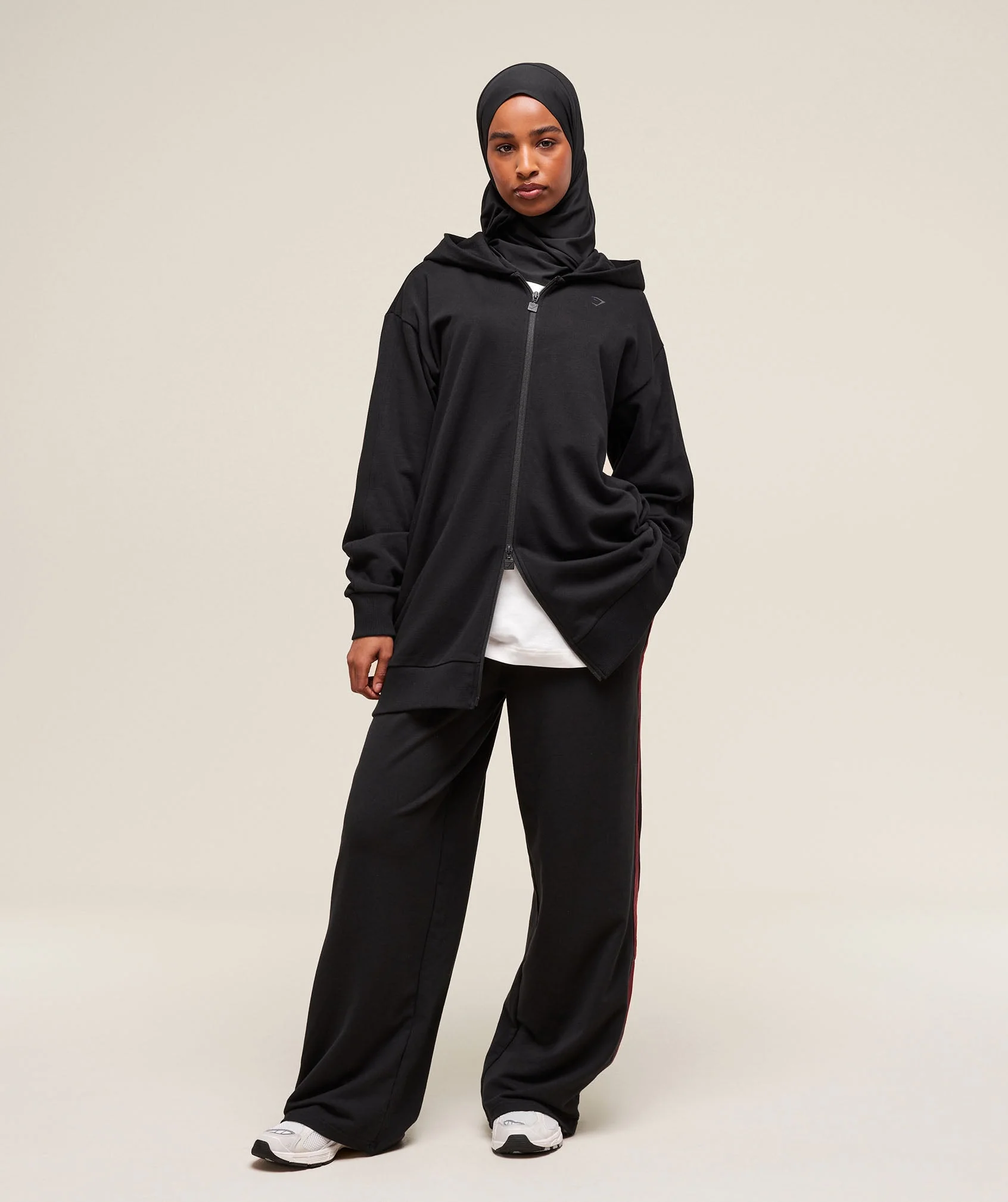 Gymshark Covered Longline Zip Up Hoodie - Black - Image 4