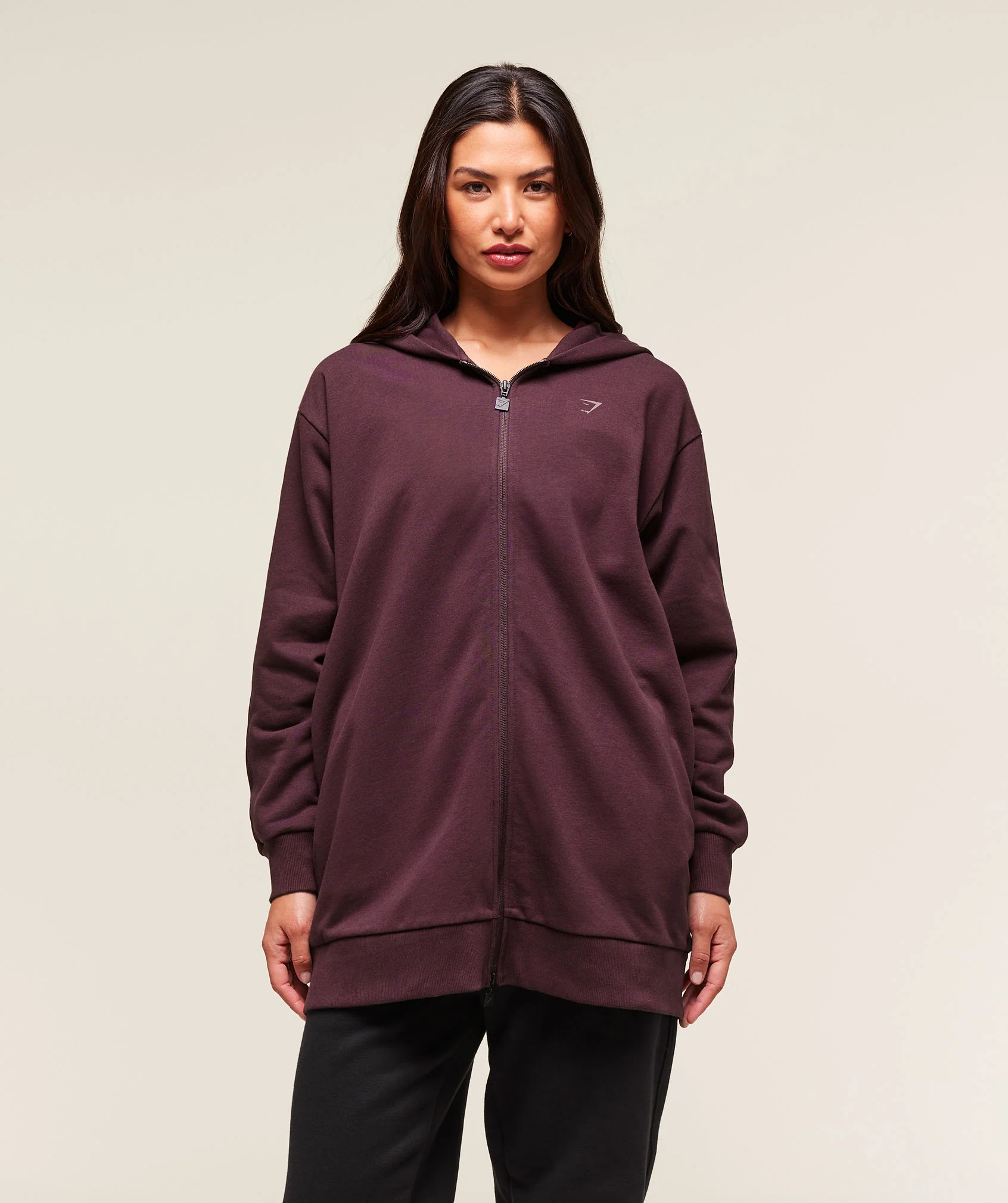 Gymshark Covered Longline Zip Up Hoodie - Cherry Purple