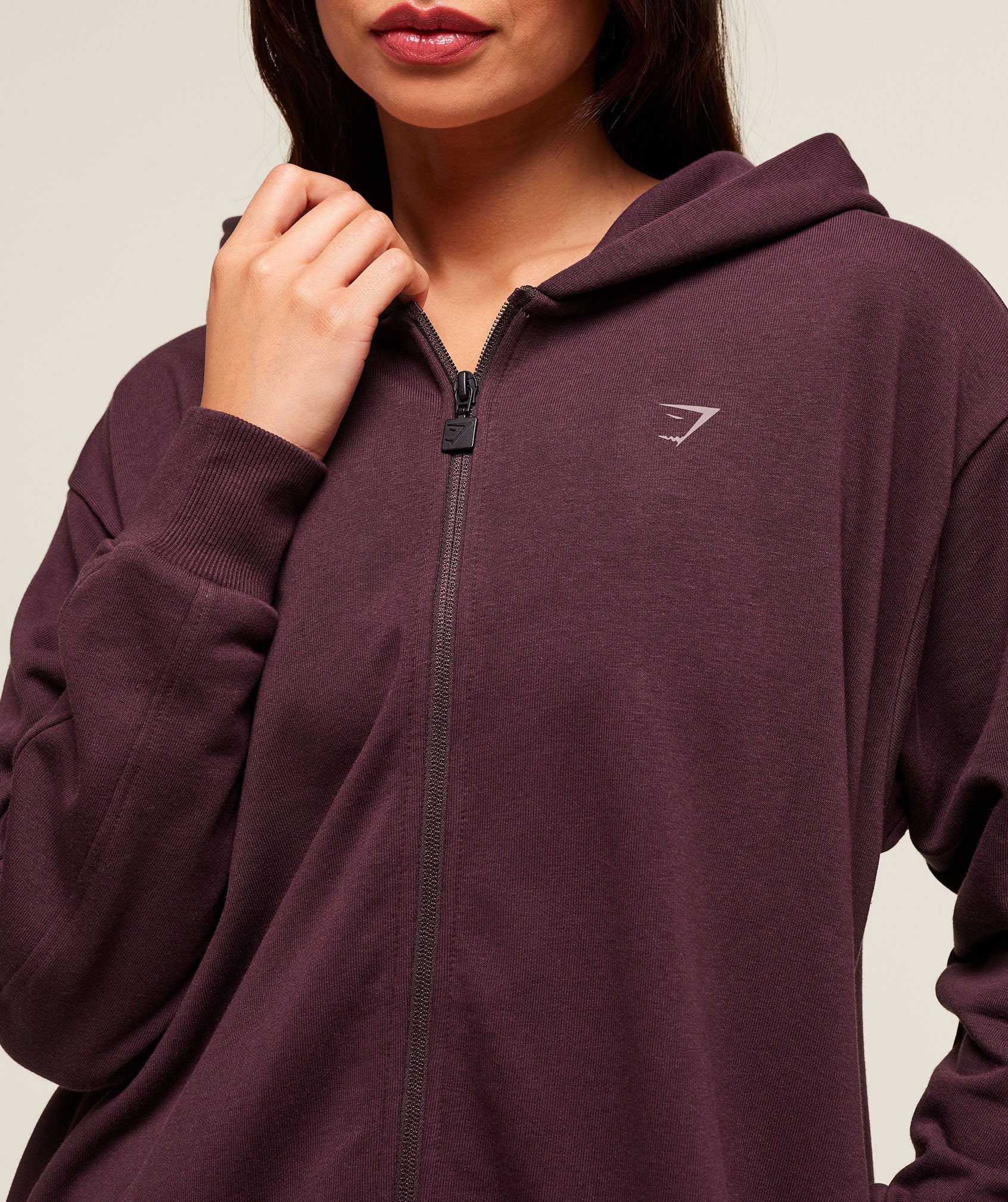 Gymshark Covered Longline Zip Up Hoodie - Cherry Purple - Image 5