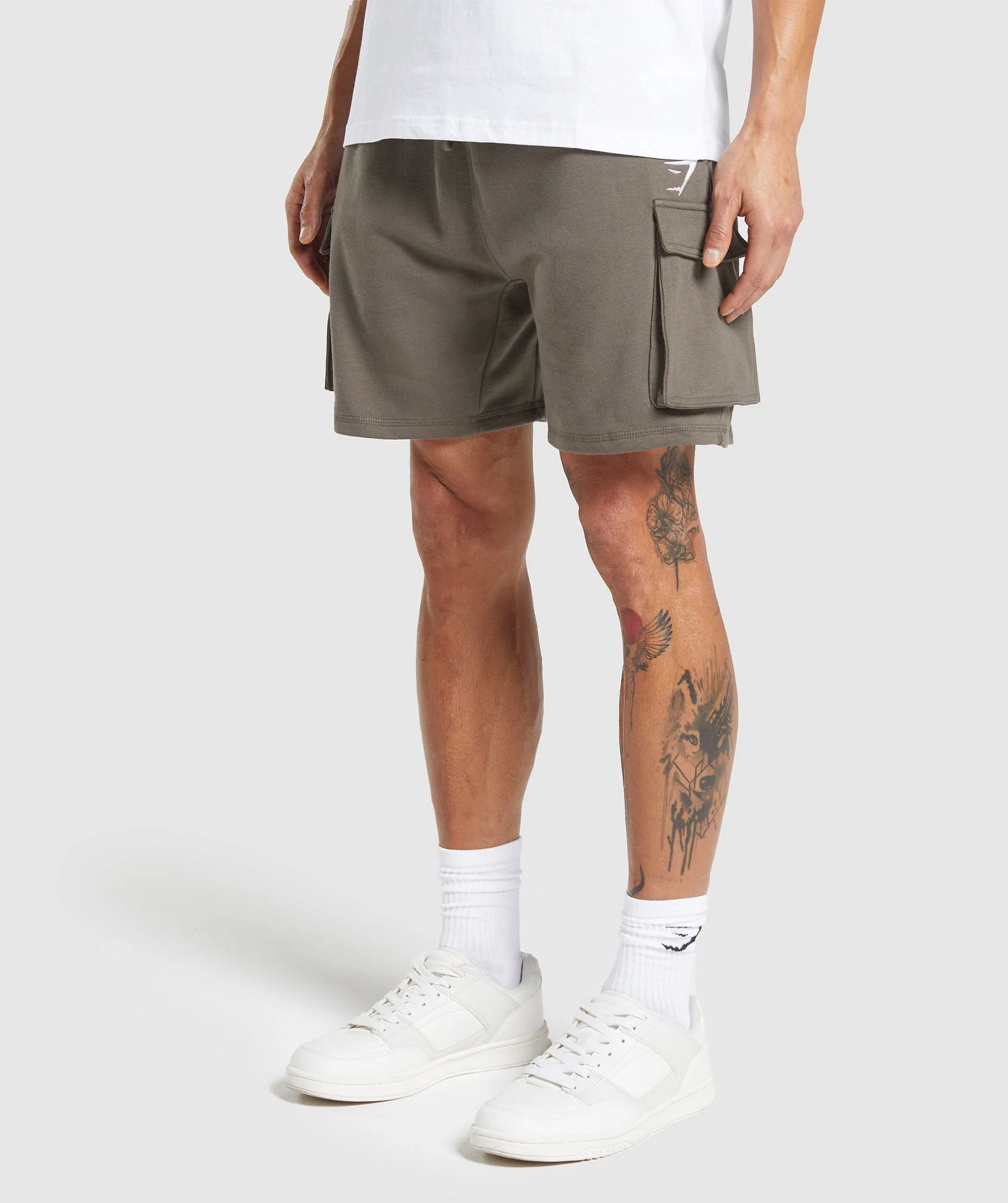 Gymshark Crest Cargo 7" Shorts - Camo Brown - Image 3