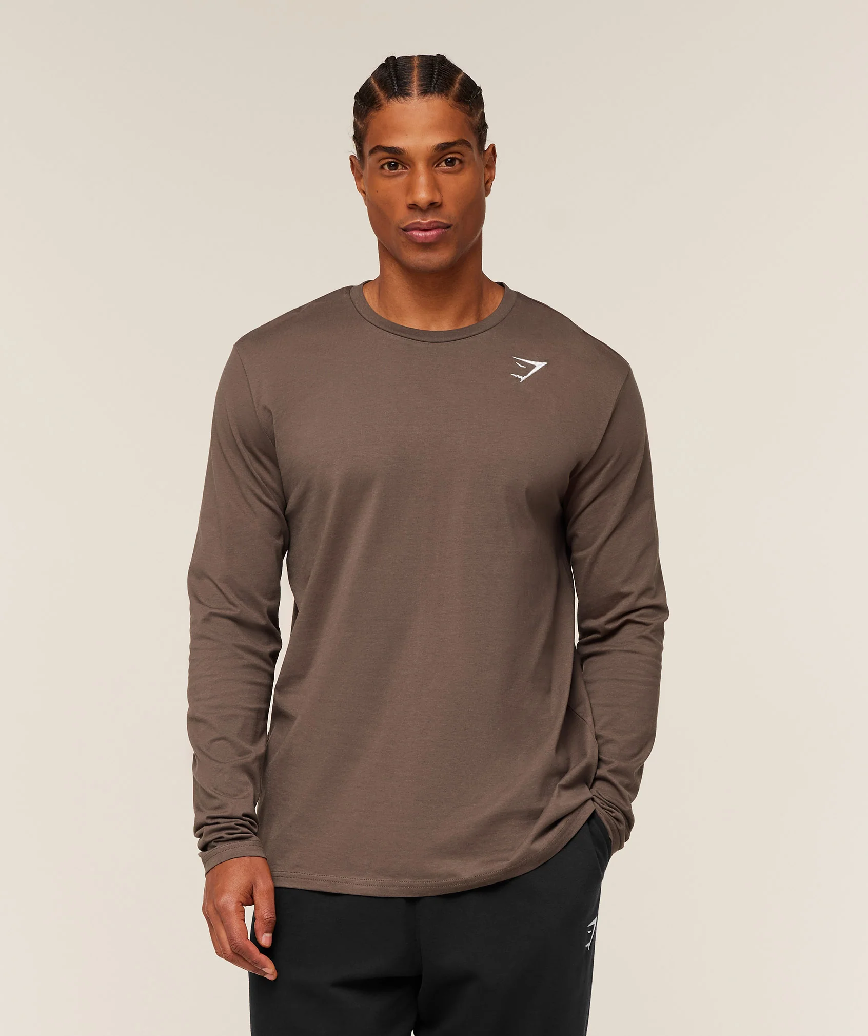 Gymshark Crest Long Sleeve T-Shirt - Soft Brown - Image 6