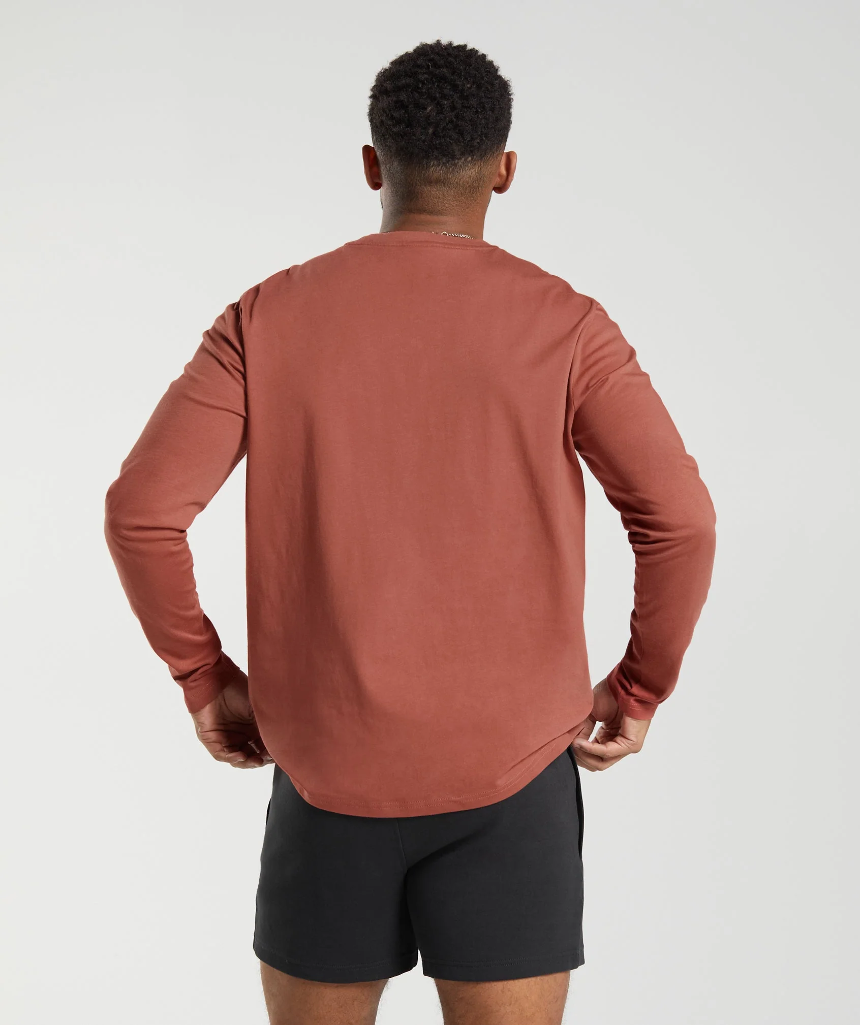 Gymshark Crest Long Sleeve T-Shirt - Persimmon Red - Image 2