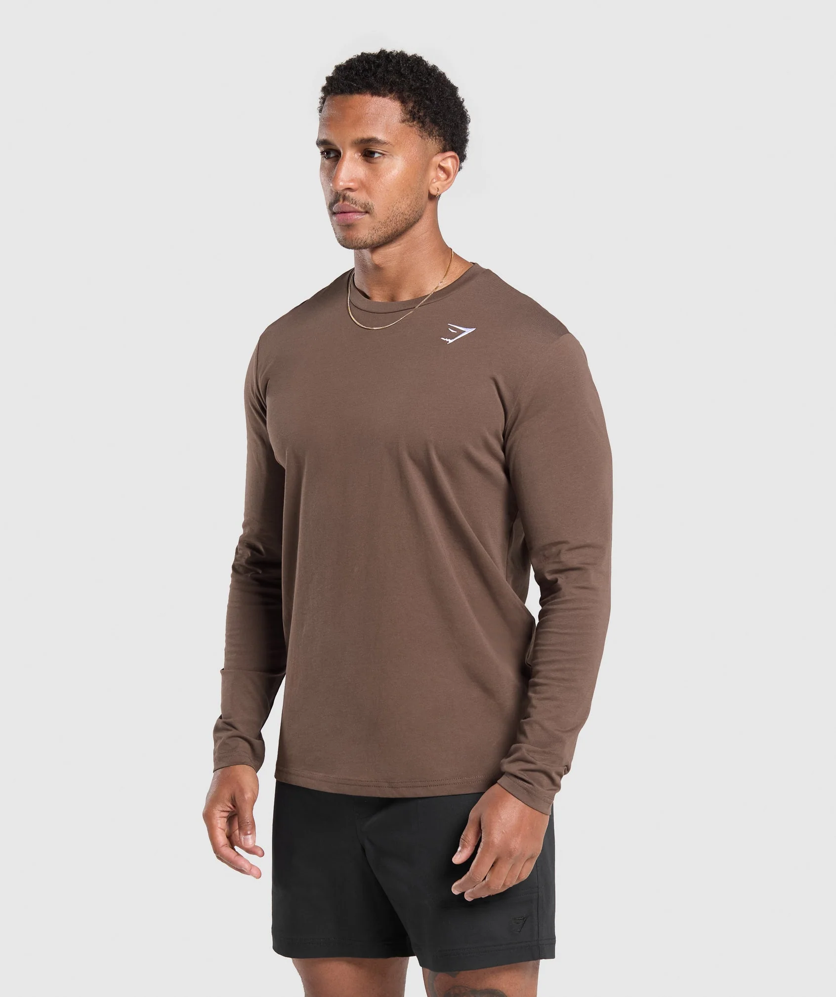 Gymshark Crest Long Sleeve T-Shirt - Walnut Brown - Image 3