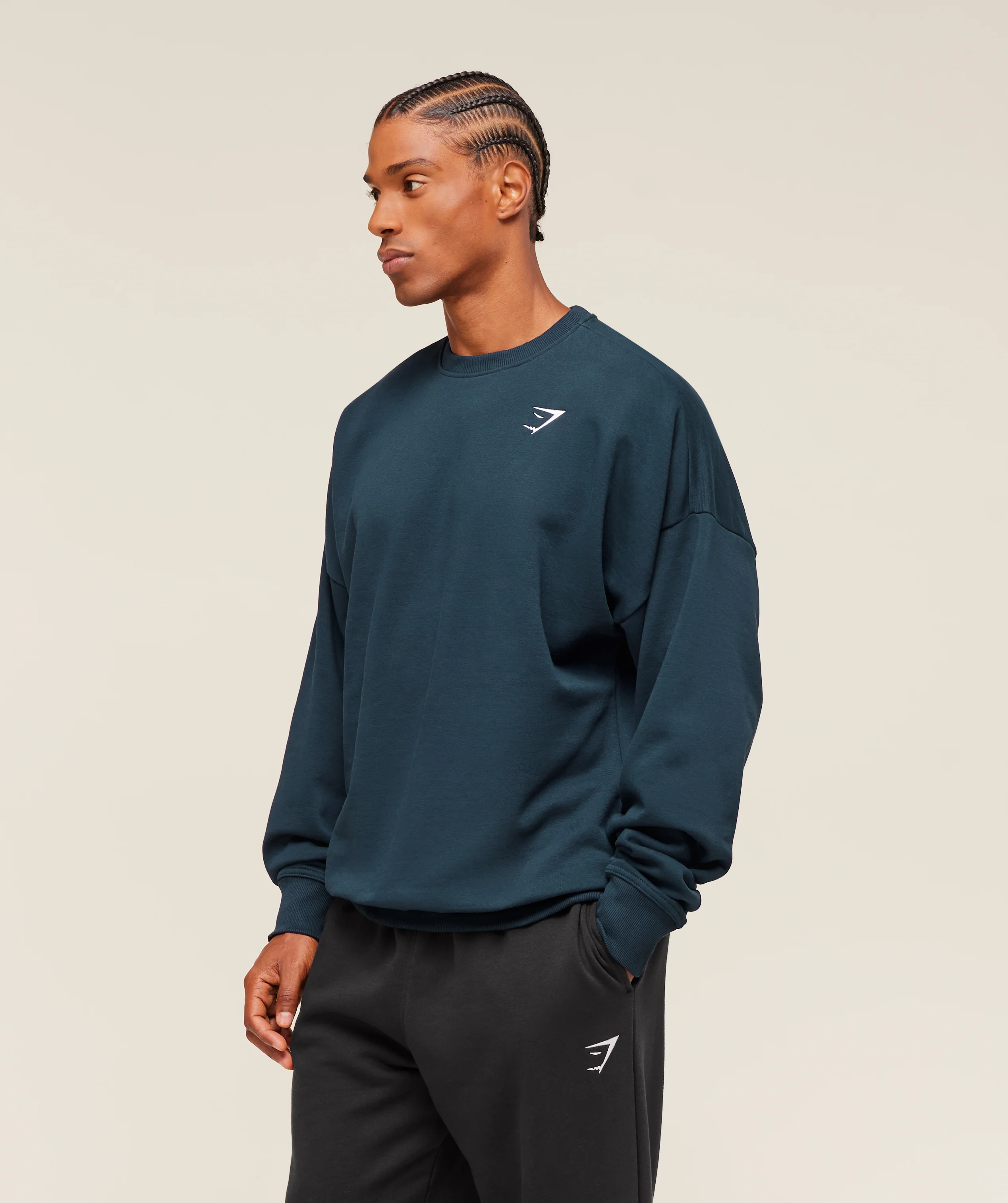 Gymshark Oversized Crest Crew - Navy - Image 3