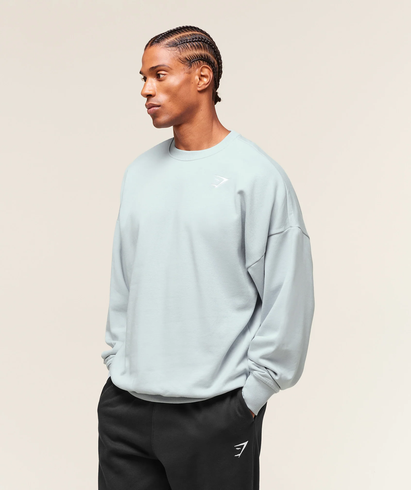 Gymshark Oversized Crest Crew - Smoke Blue - Image 2