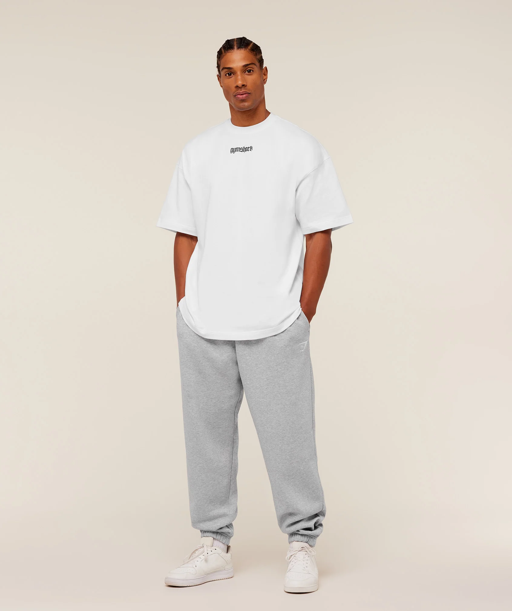 Gymshark Crest Oversized Joggers - Light Grey Core Marl - Image 4
