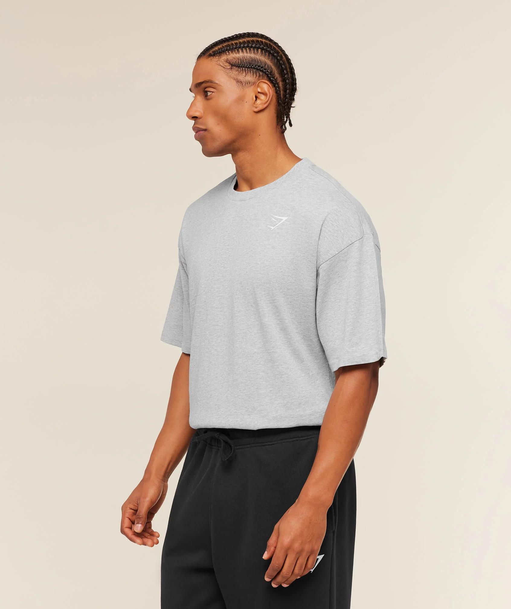 Gymshark Crest Oversized T-Shirt - Light Grey Core Marl - Image 4