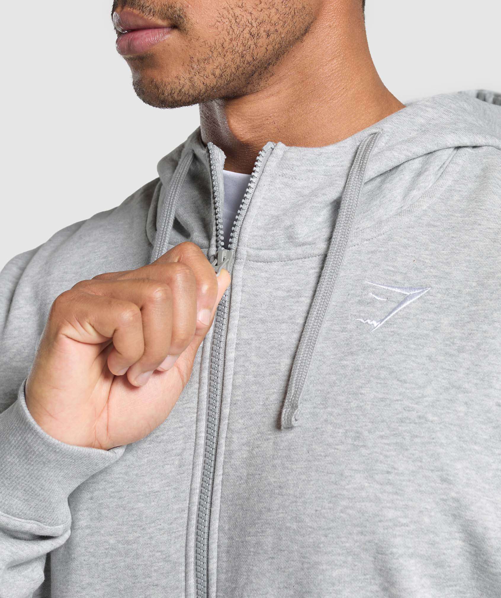 Gymshark Crest Oversized Zip Up Hoodie - Light Grey Core Marl - Image 6