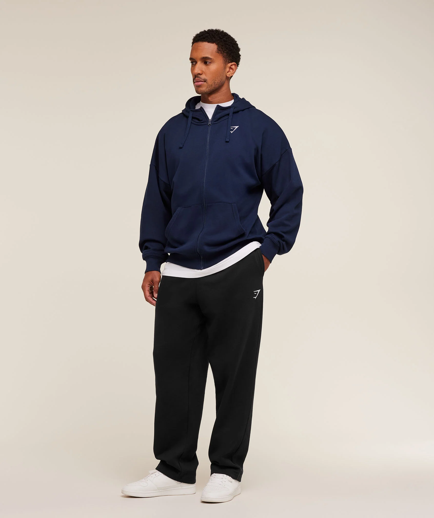 Gymshark Crest Oversized Zip Up Hoodie - Navy - Image 4