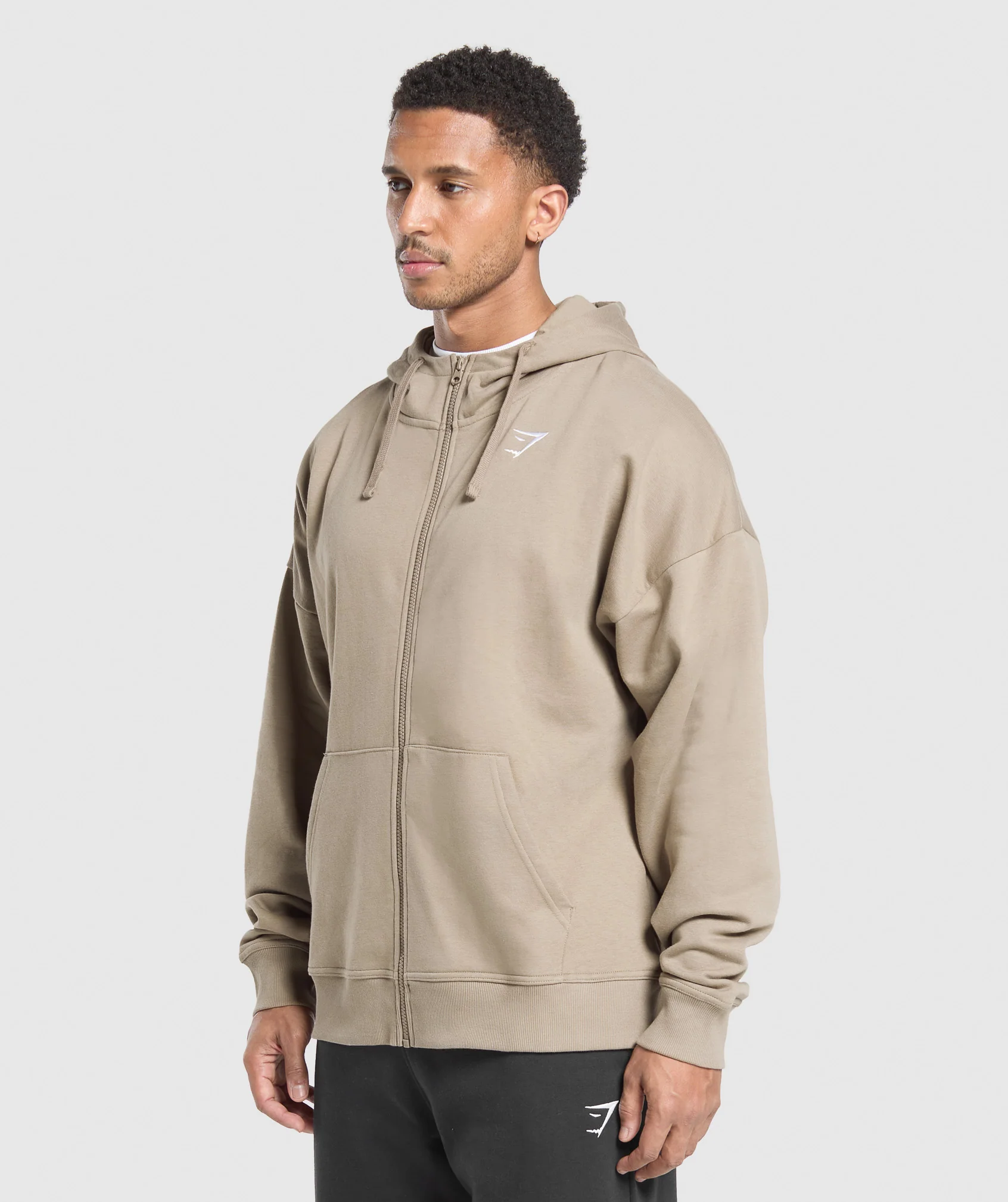Gymshark Crest Oversized Zip Up Hoodie - Lifestyle Brown - Image 3