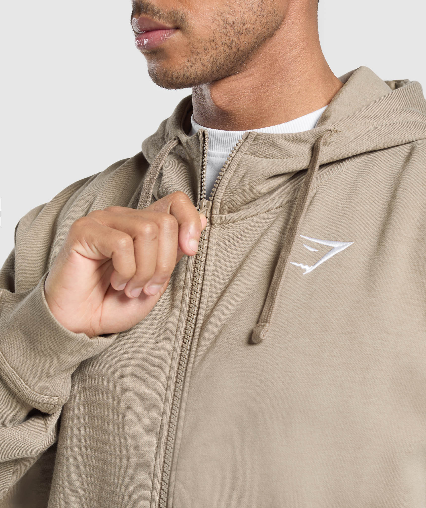 Gymshark Crest Oversized Zip Up Hoodie - Lifestyle Brown - Image 4