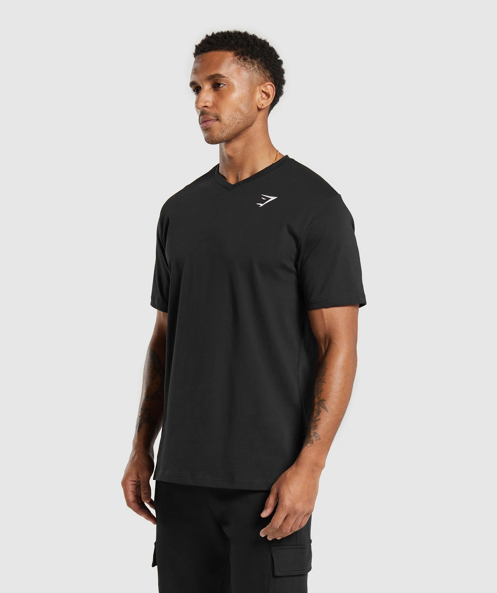 Gymshark Crest V-Neck T Shirt - Black - Image 3