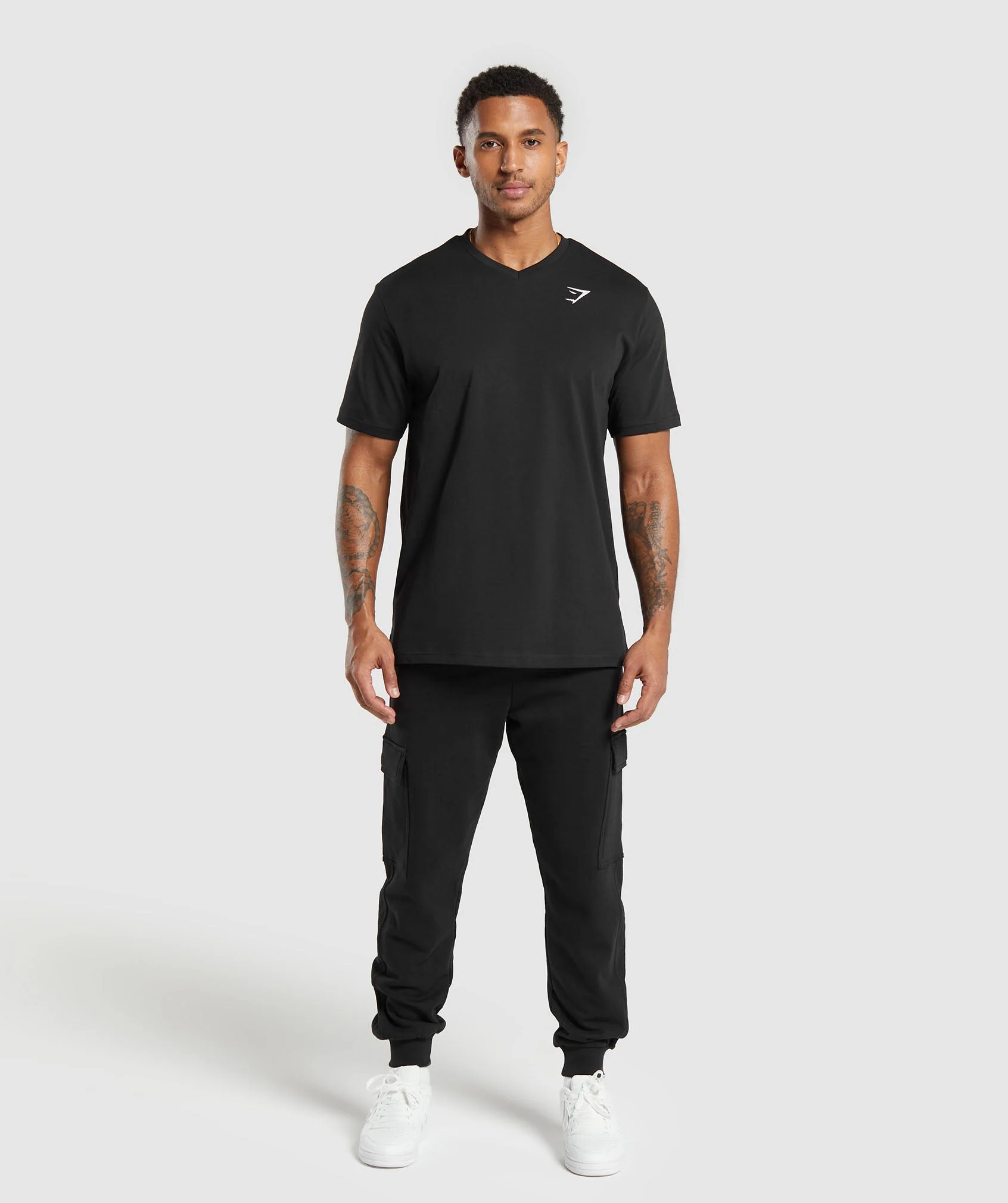 Gymshark Crest V-Neck T Shirt - Black - Image 4