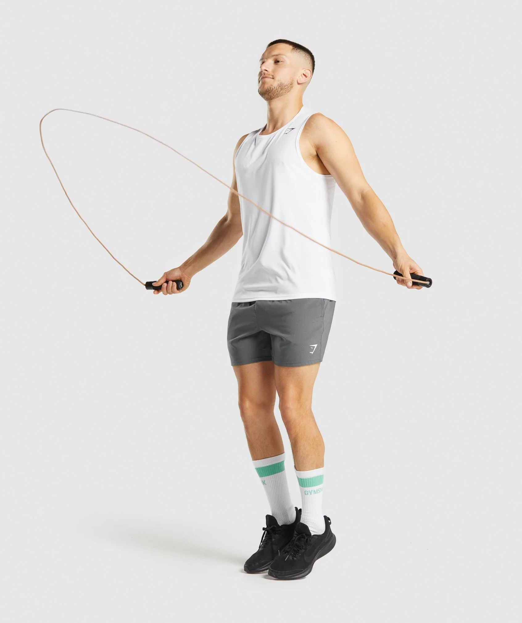 Gymshark Premium Logo Crew Socks 1pk - White/Light Green - Image 5