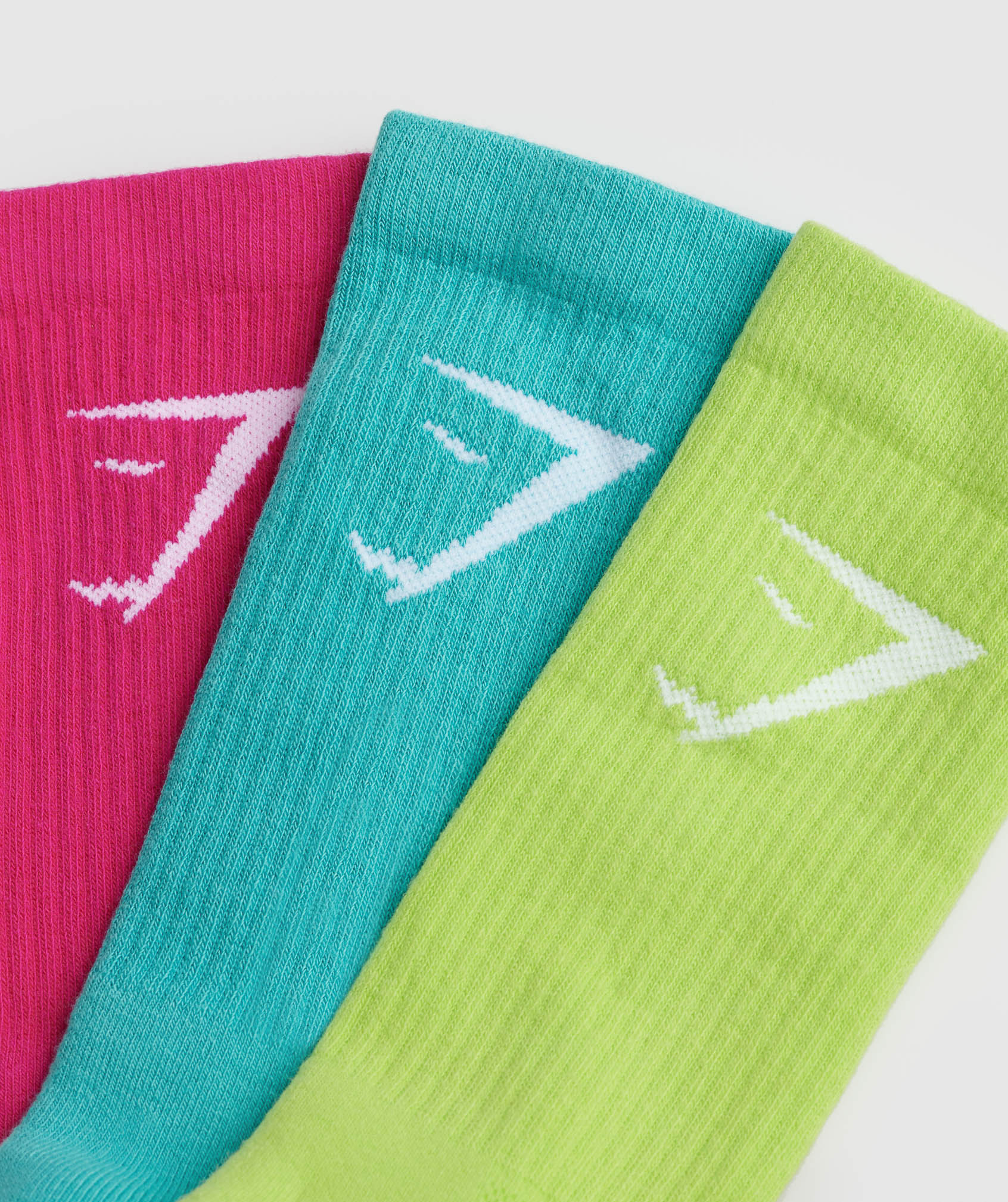 Gymshark Crew Socks 3pk - Citrus Green/Capri Blue/Bold Magenta - Image 2